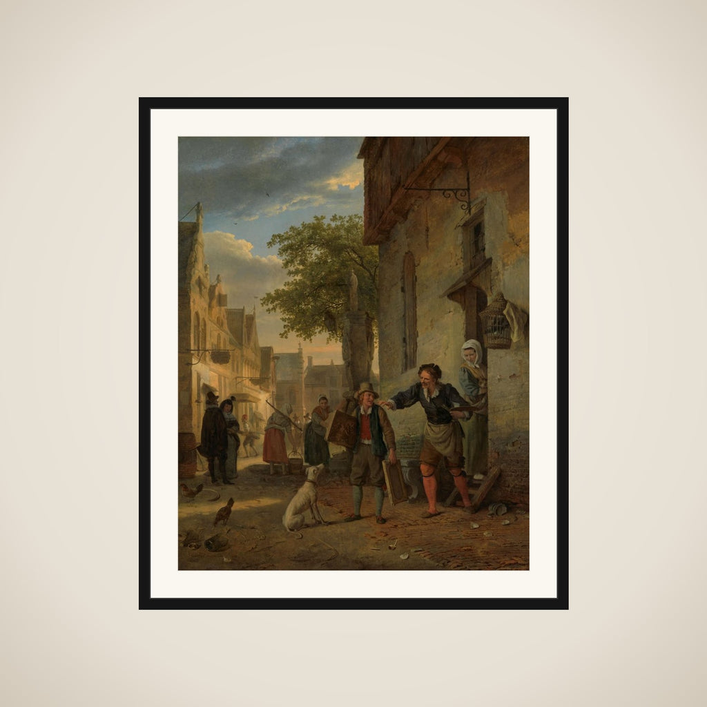 Jan Steen Sends his Son to the Streets to Exchange Paintings for Beer and Wine framed