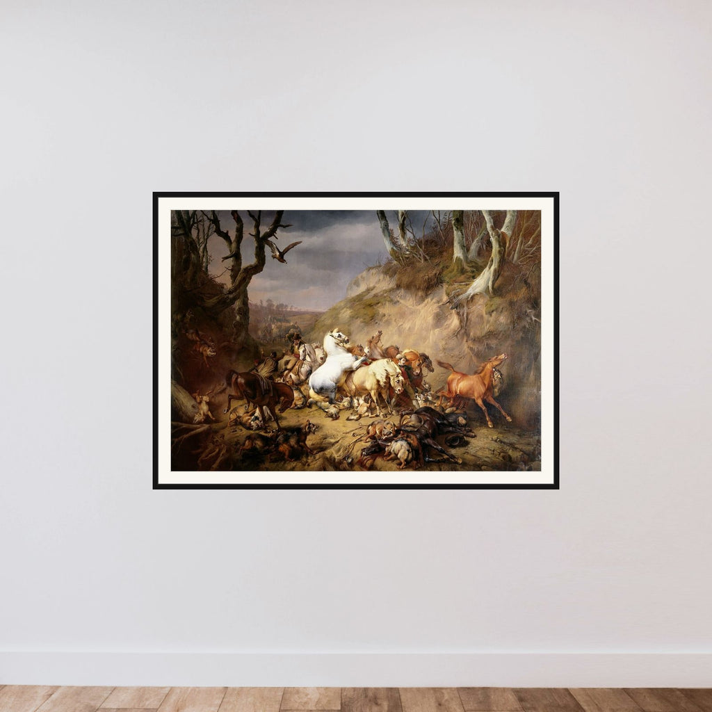 Hungry Wolves Attacking a Party of Riders framed — shown to scale