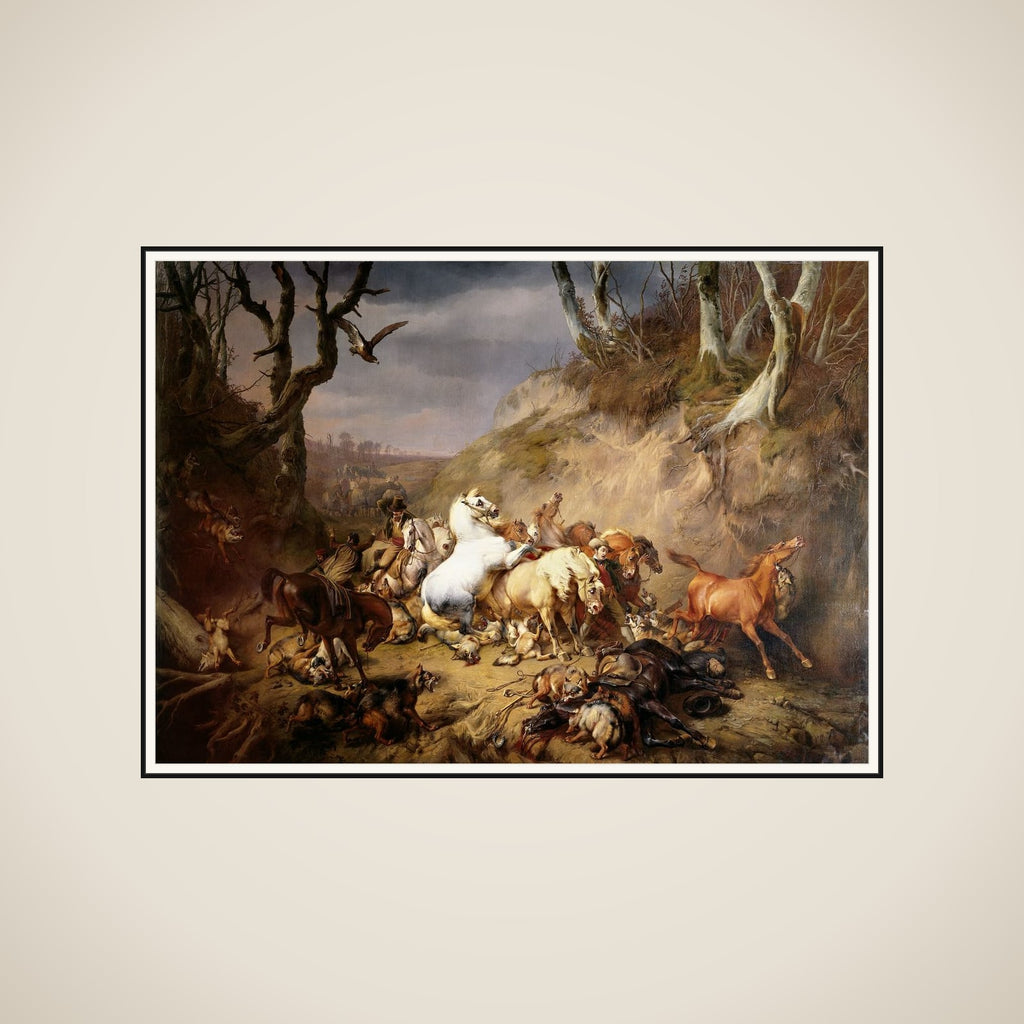 Hungry Wolves Attacking a Party of Riders framed