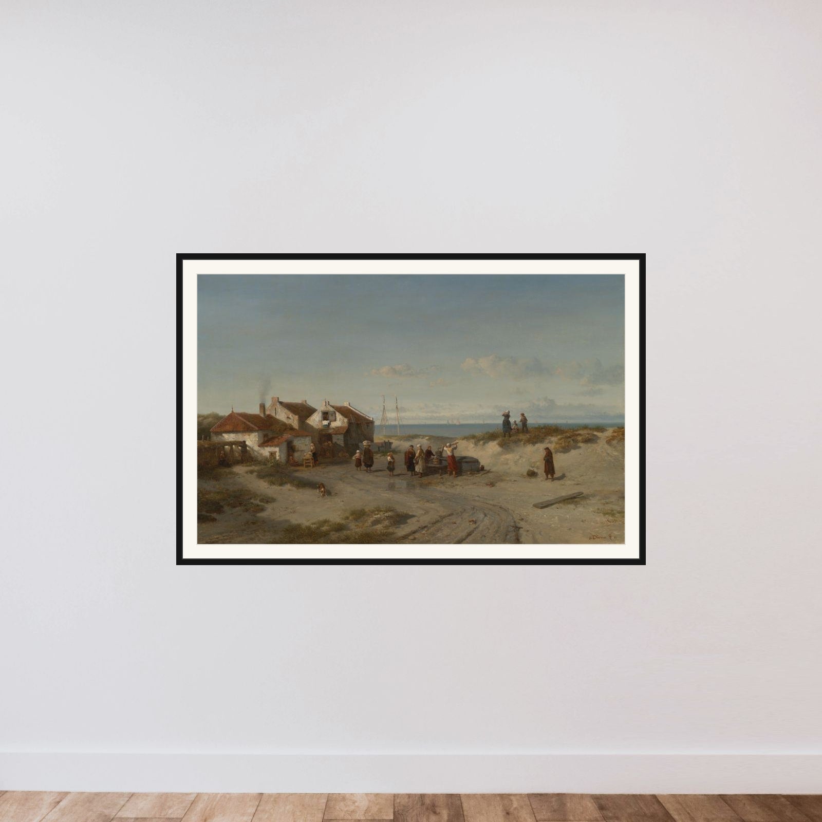 Strandgezicht bij Noordwijk aan Zee framed — shown to scale