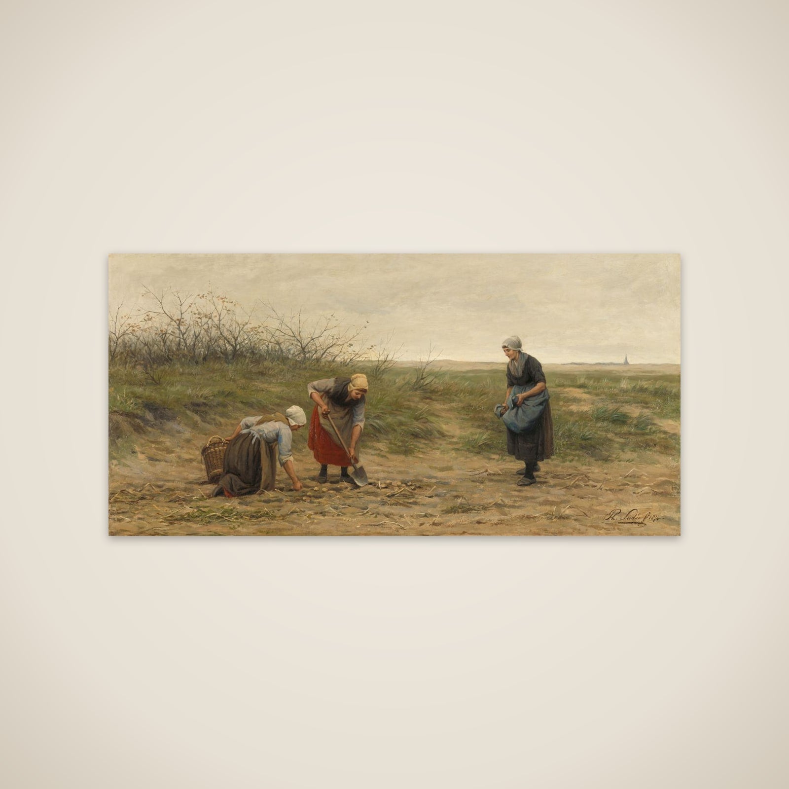 Scheveningse vrouwen bij het nalezen van een gerooid aardappelveld unframed print
