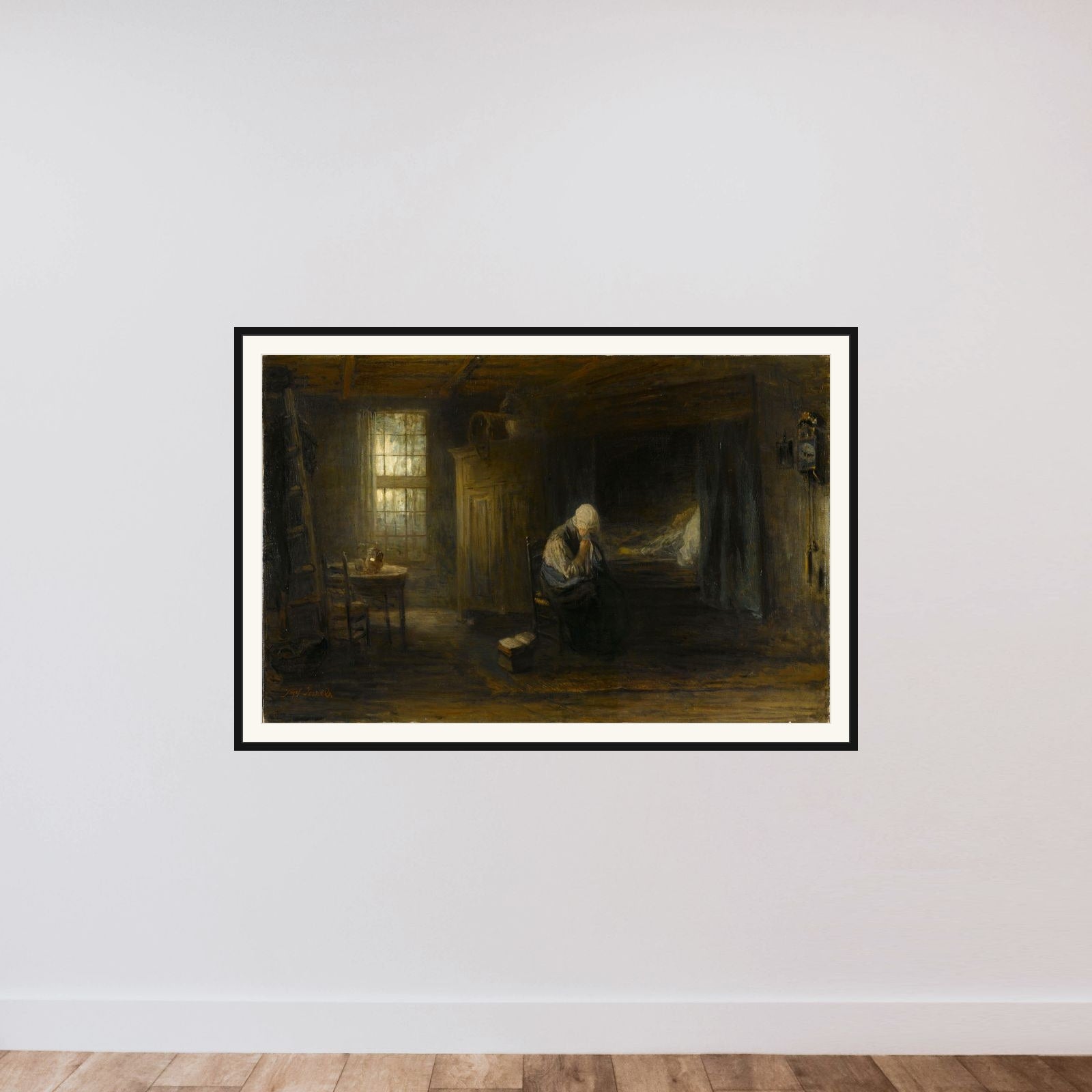 'Alone in the World' framed — shown to scale