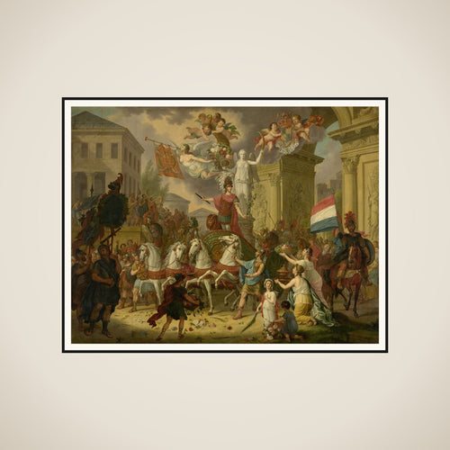 Allegory of the Triumphal Procession of the Prince of Orange, the Future King Willem II, as the Hero of Waterloo, 1815 framed
