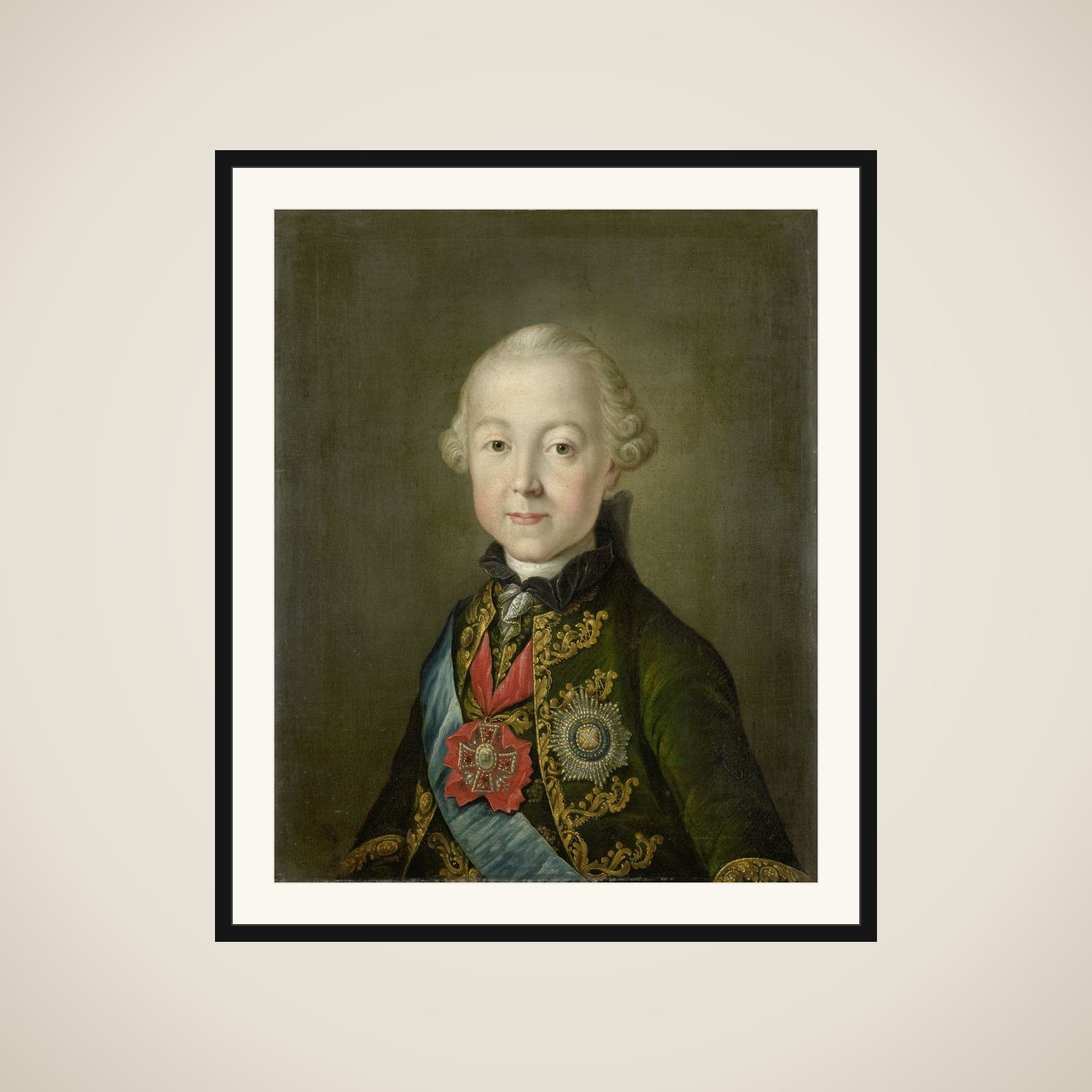 Portrait of Paul I, Emperor of Russia, at a young age framed
