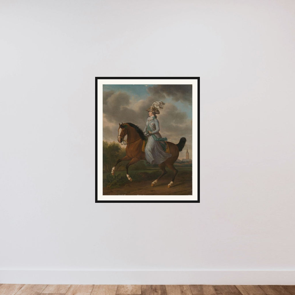 Frederika Sophia Wilhelmina of Pruissia (1751-1820), Equestrian portrait of the Wife of Prince Willem V framed — shown to scale