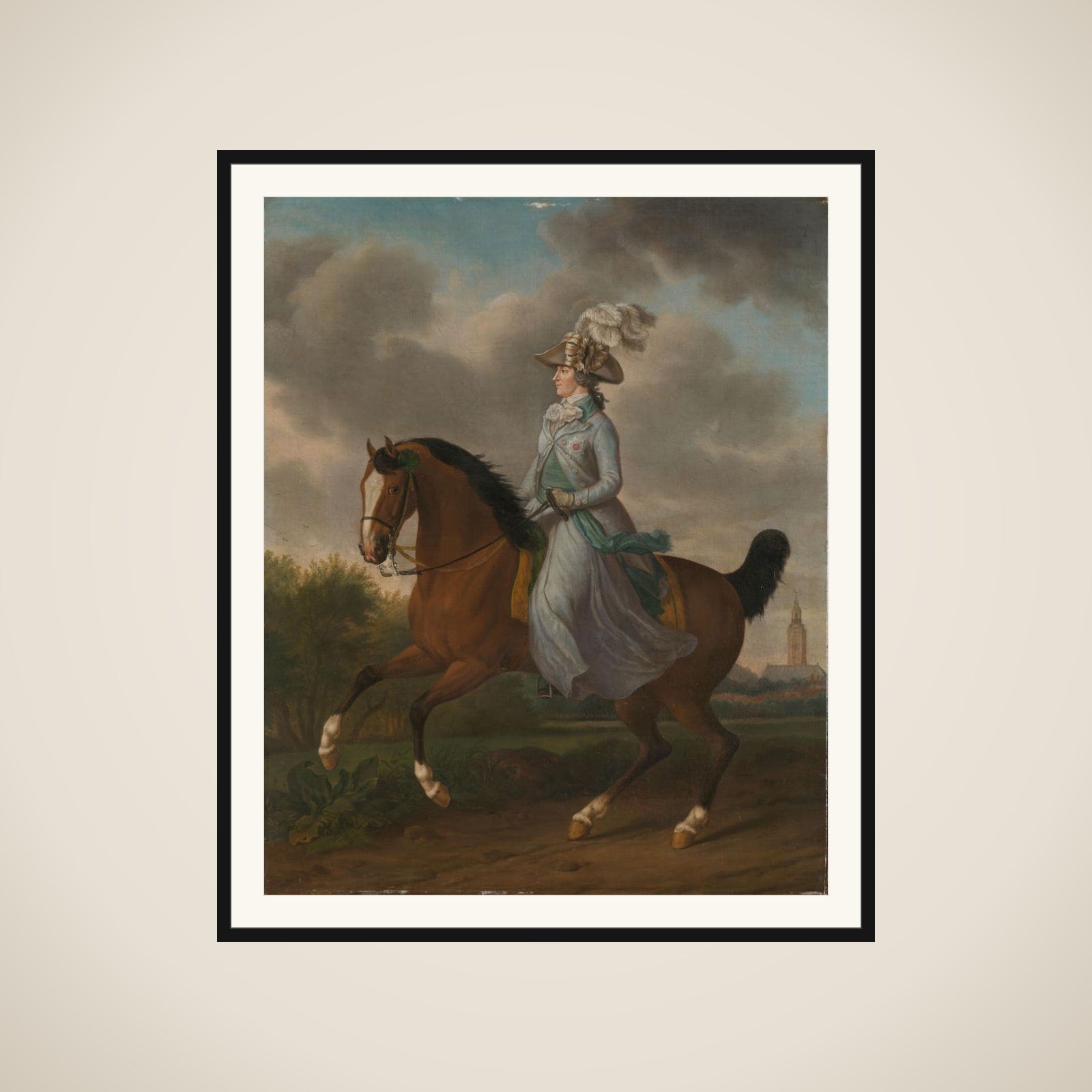 Frederika Sophia Wilhelmina of Pruissia (1751-1820), Equestrian portrait of the Wife of Prince Willem V framed
