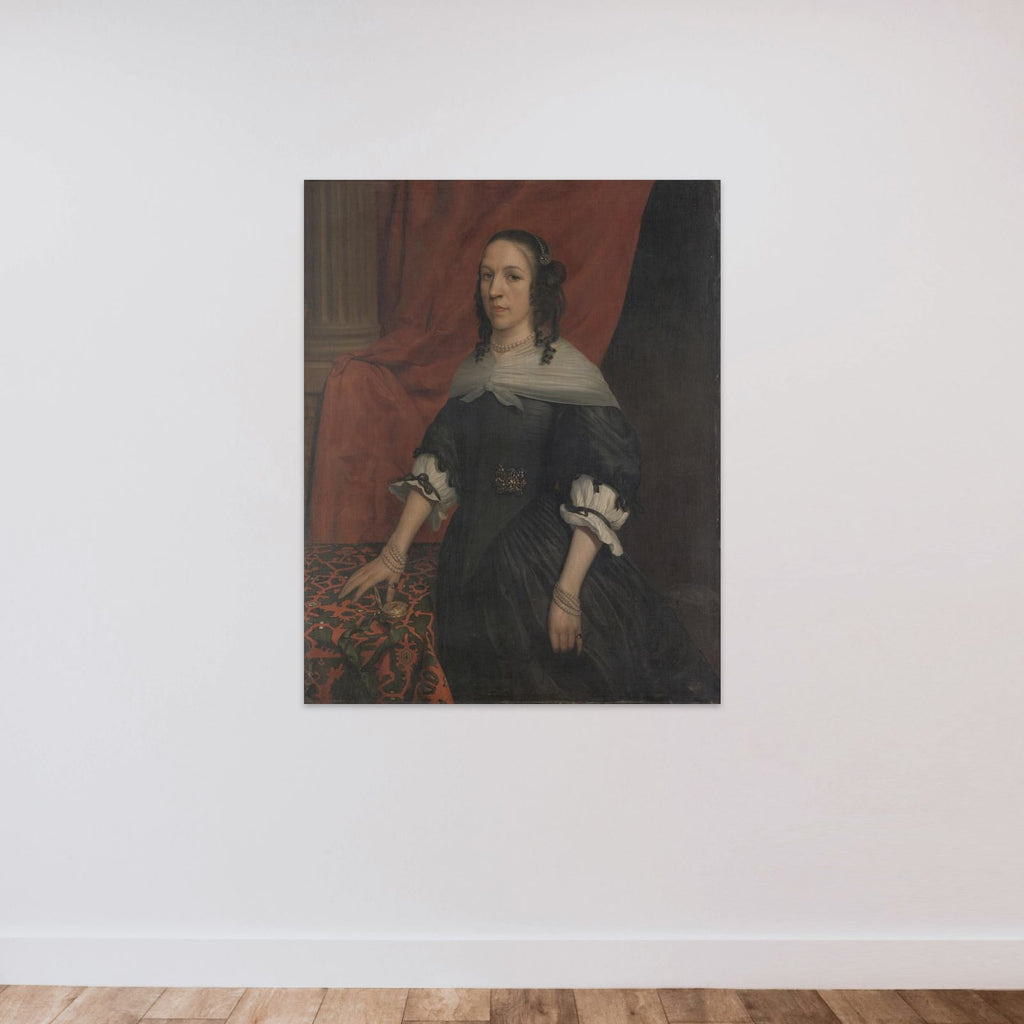 Portrait of a Woman, possibly Anna van Bourgondië, Founder of Slot Windenburg op Dryschor (Schouwen) and Wife of Adolf van Kleef unframed — shown to scale