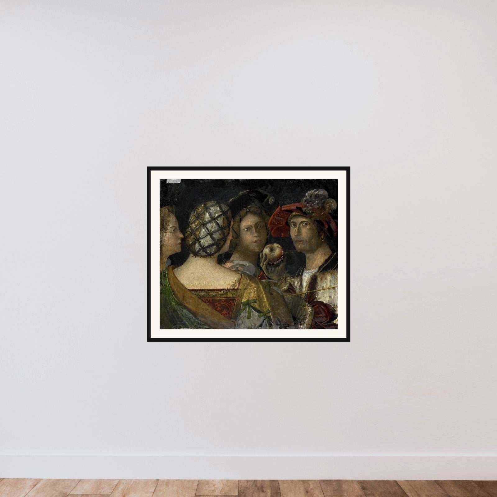 The Judgment of Paris framed — shown to scale