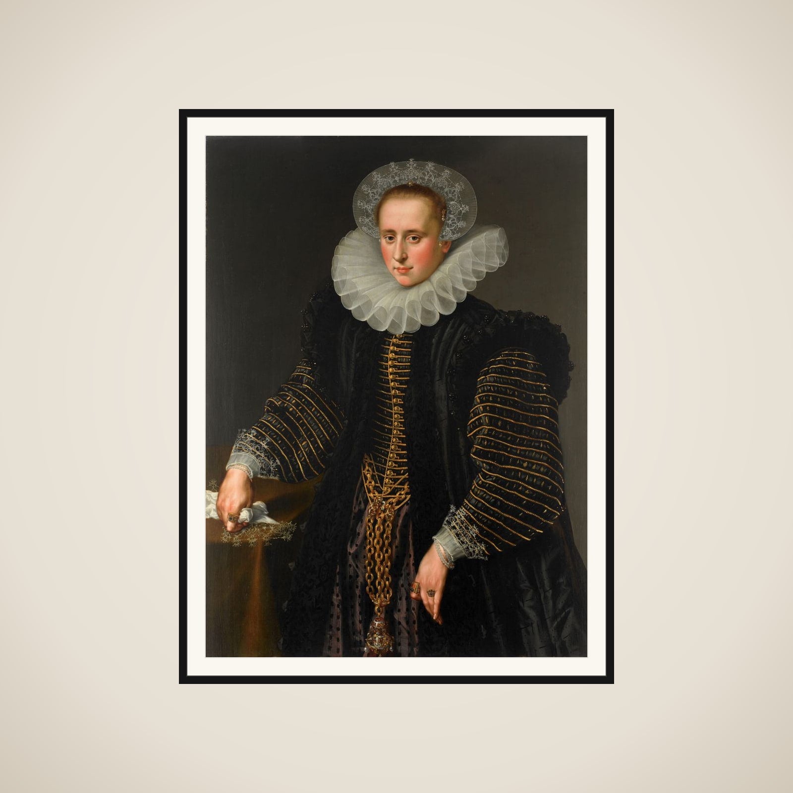 Portrait of a Woman, probably Maria Schuurman (1575-1621) framed