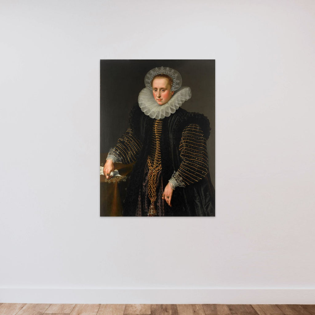 Portrait of a Woman, probably Maria Schuurman (1575-1621) unframed — shown to scale