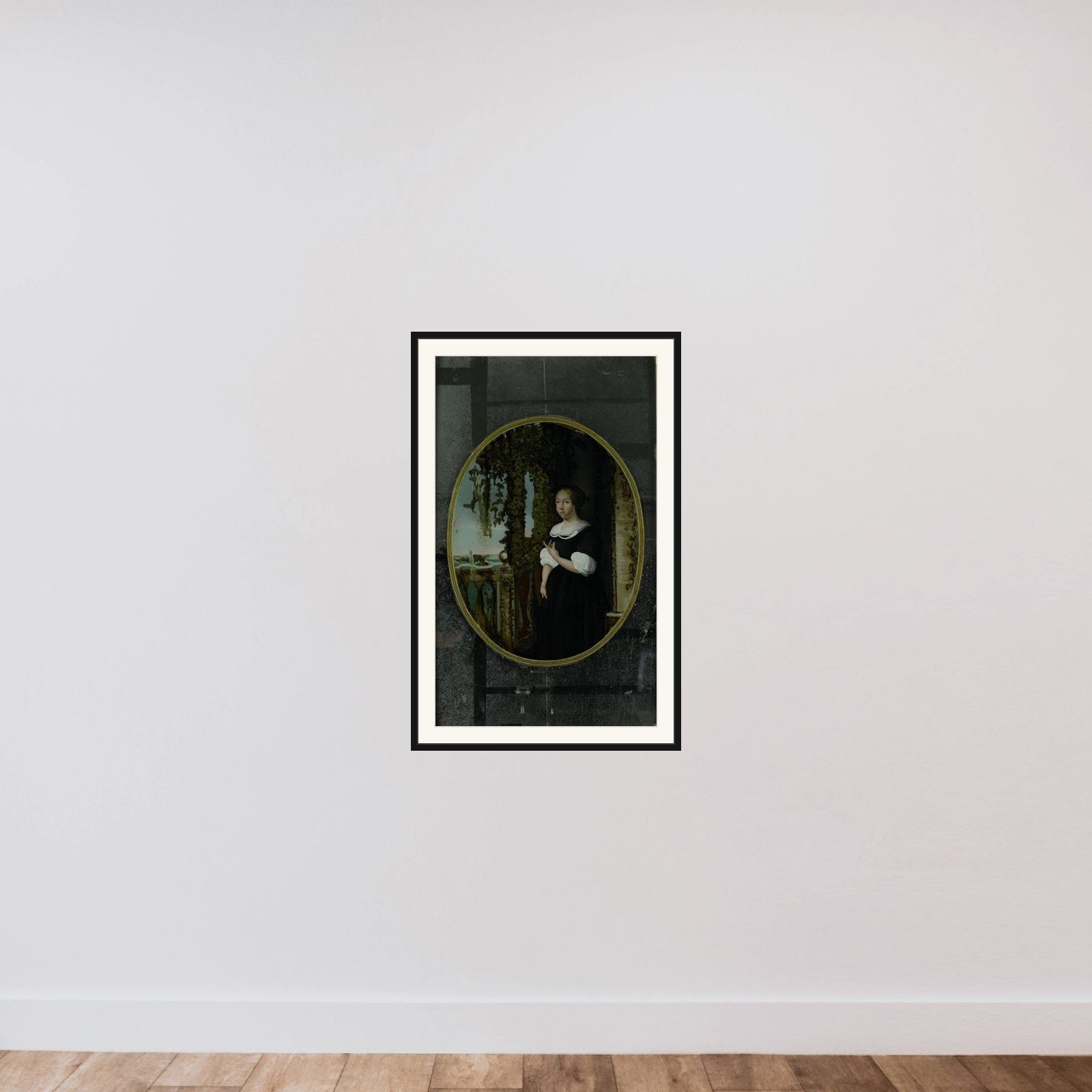 Portrait of a Woman in 17th-century Clothing framed — shown to scale