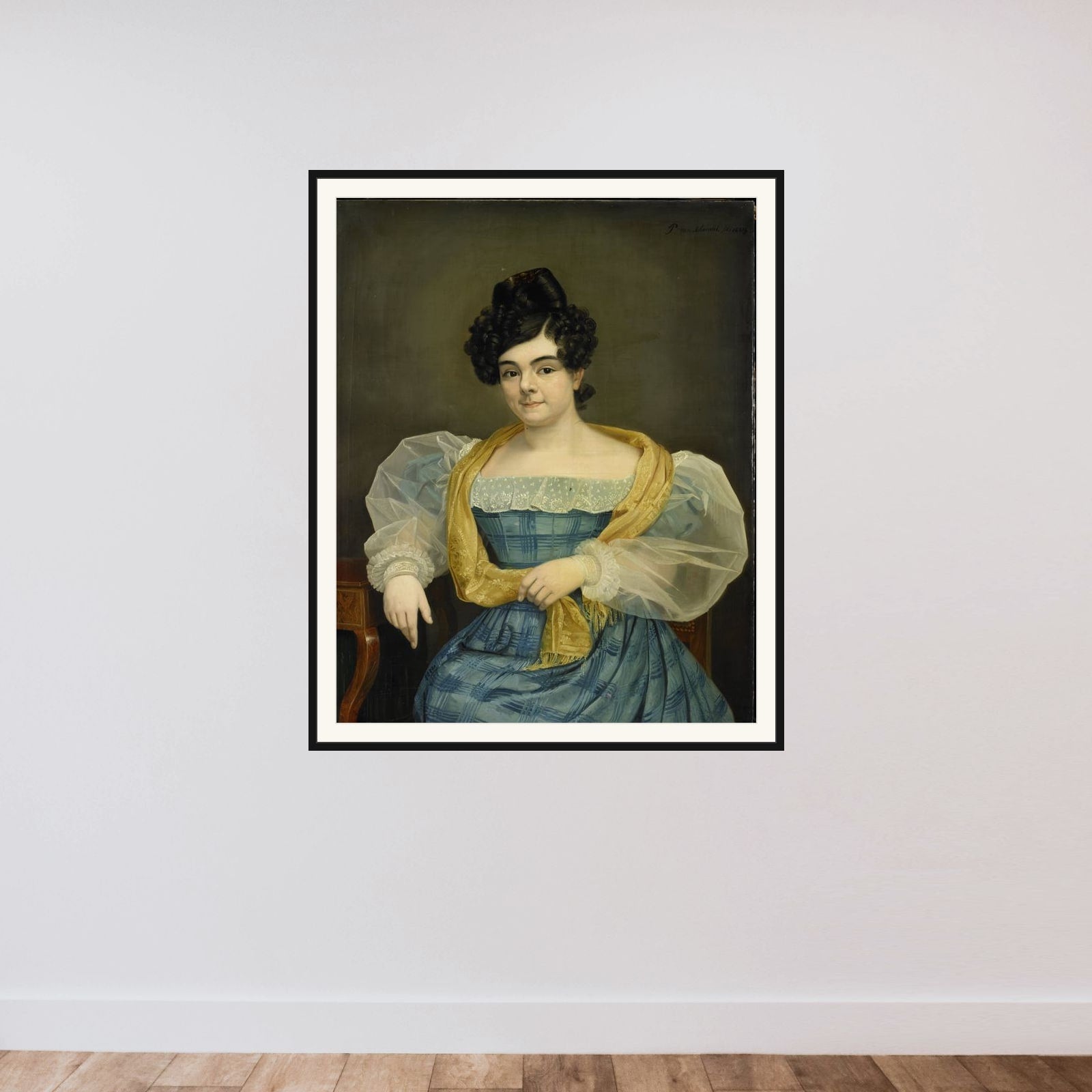 Portrait of Adriana Johanna van Wijck, Wife of Johannes Ploos van Amstel framed — shown to scale