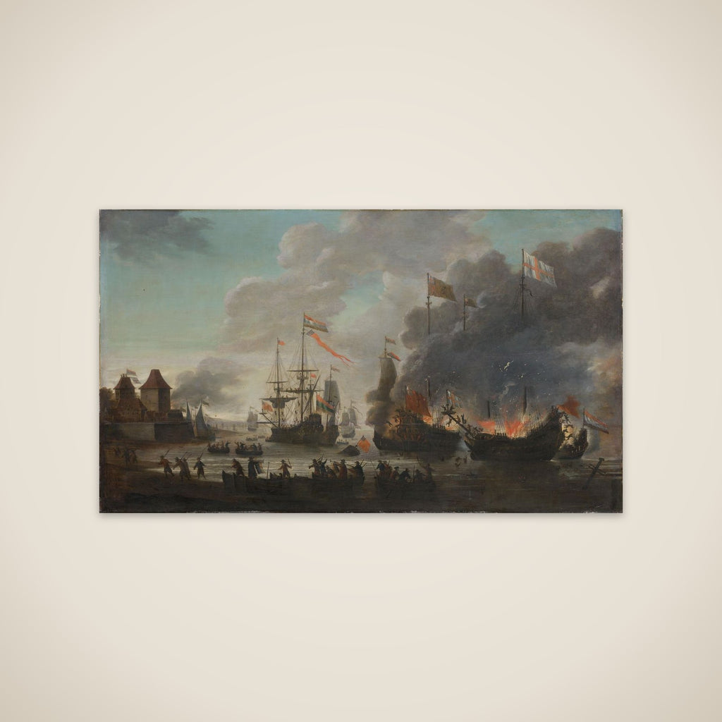 The Dutch Burning English Ships during the Dutch Raid on the Medway, 20 June 1667 unframed print