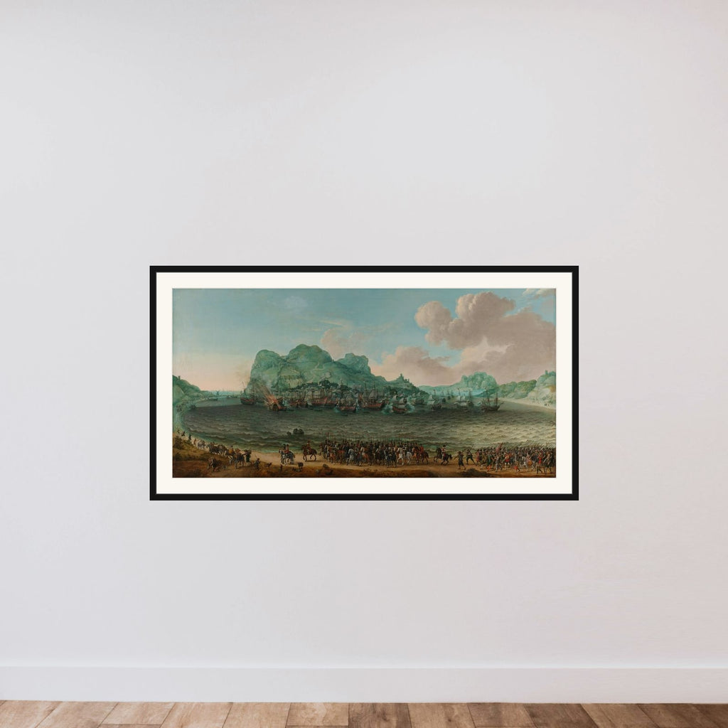 Victory over the Spanish near Gibraltar by a Fleet Commanded by Admiral Jacob van Heemskerck, 25 April 1607 framed — shown to scale