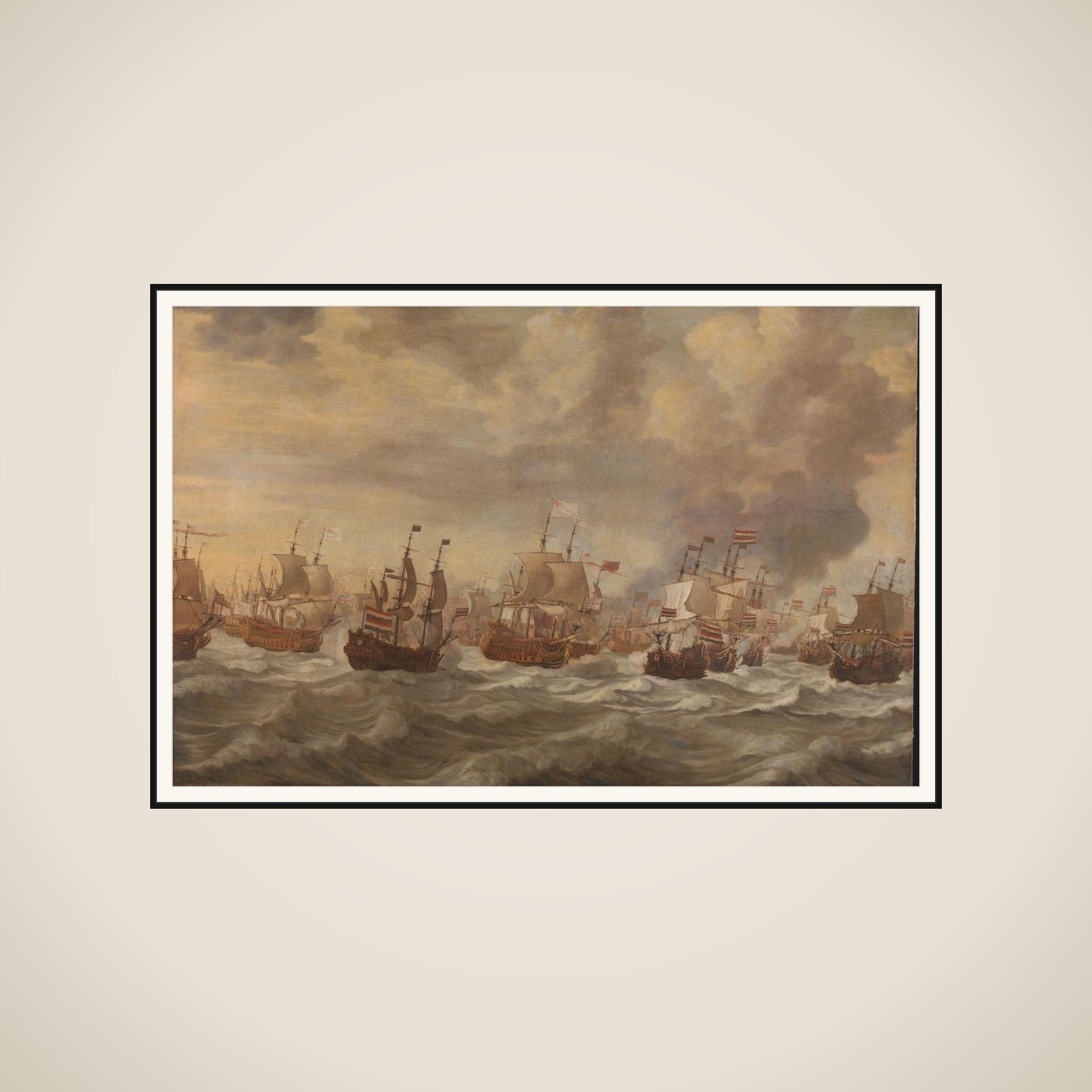 Episode from the Four Days' Naval Battle (11-14 June 1666) framed