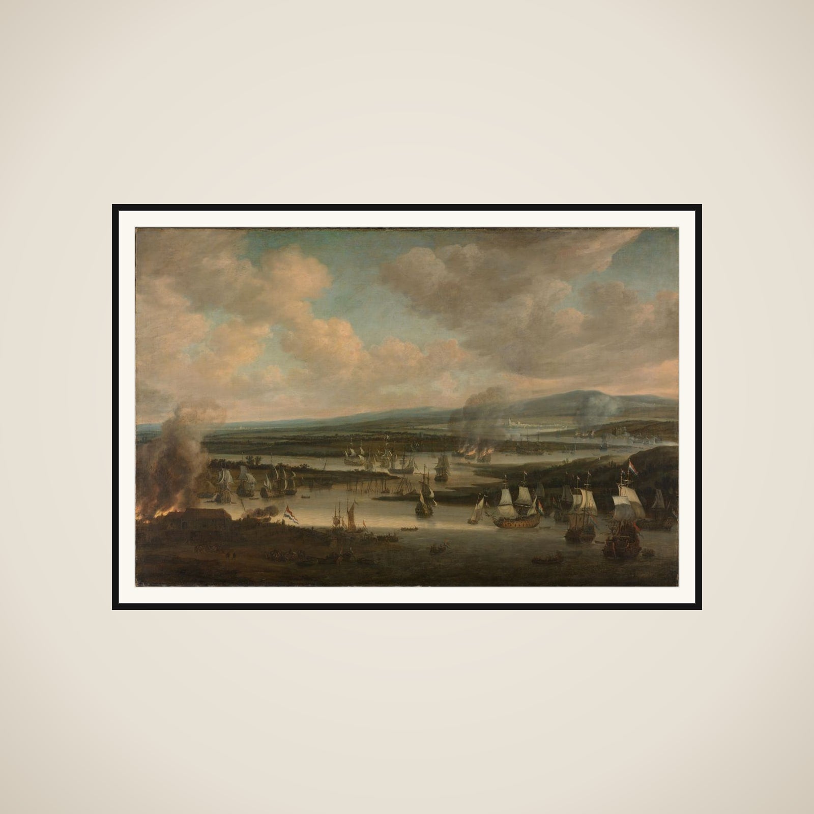 Burning of the English Fleet near Chatham (19-24 June 1667) framed