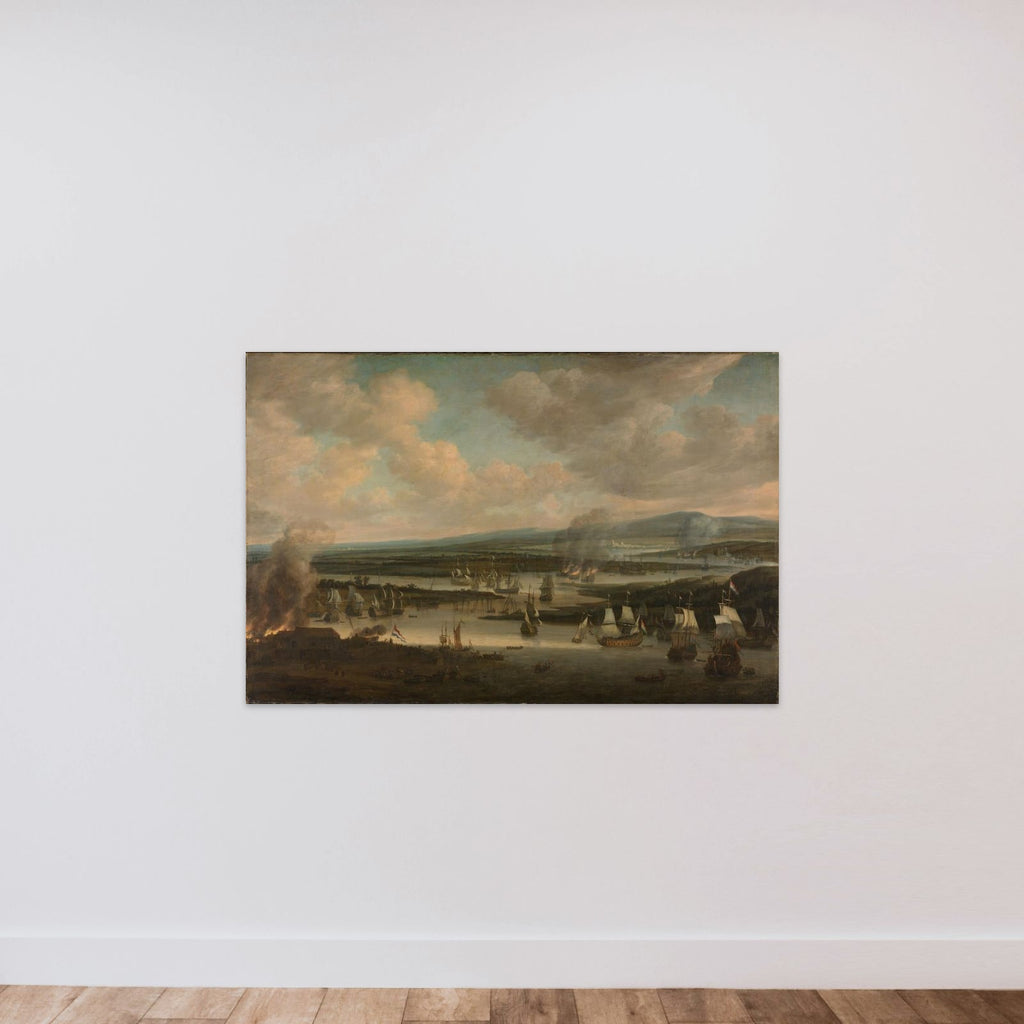 Burning of the English Fleet near Chatham (19-24 June 1667) unframed — shown to scale
