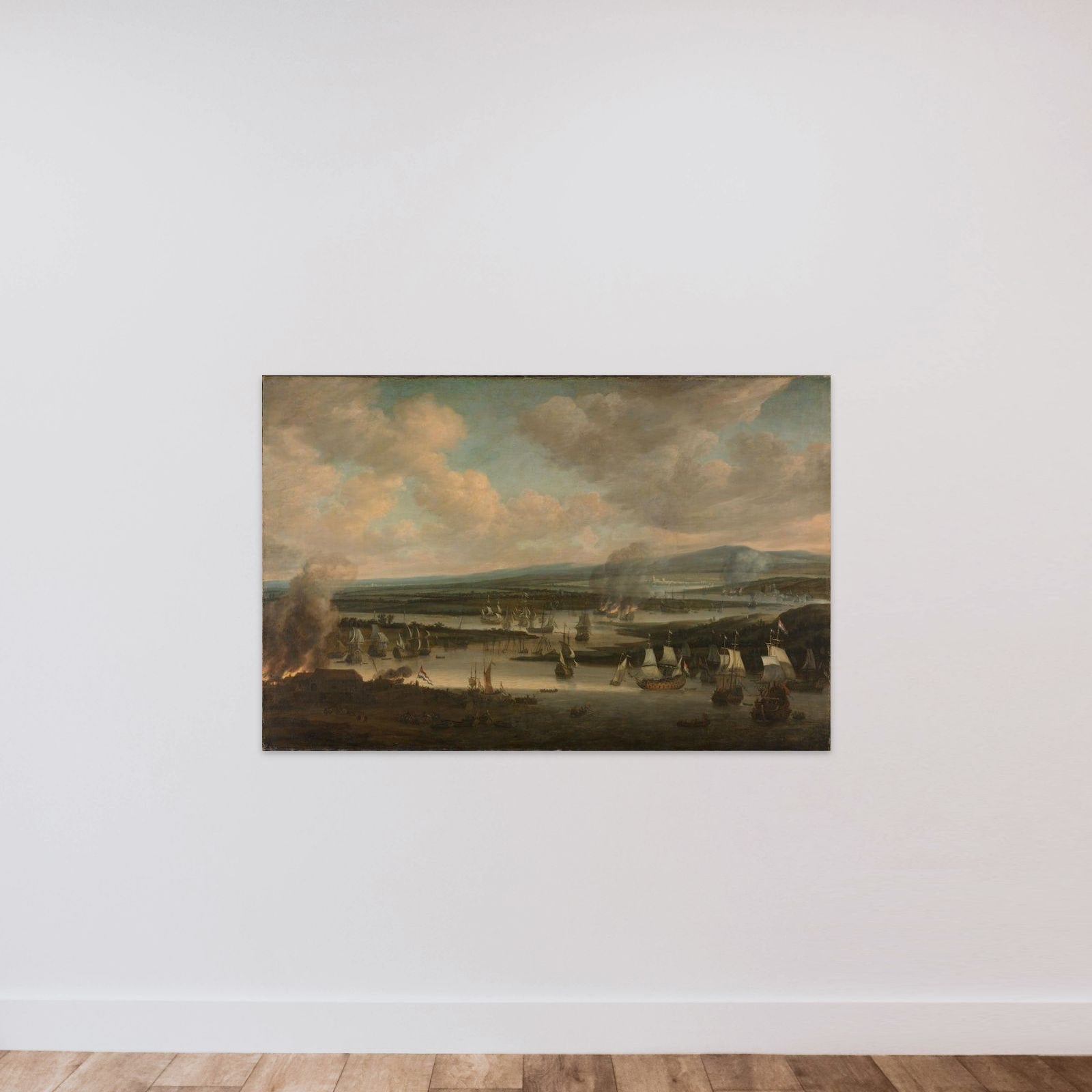 Burning of the English Fleet near Chatham (19-24 June 1667) unframed — shown to scale