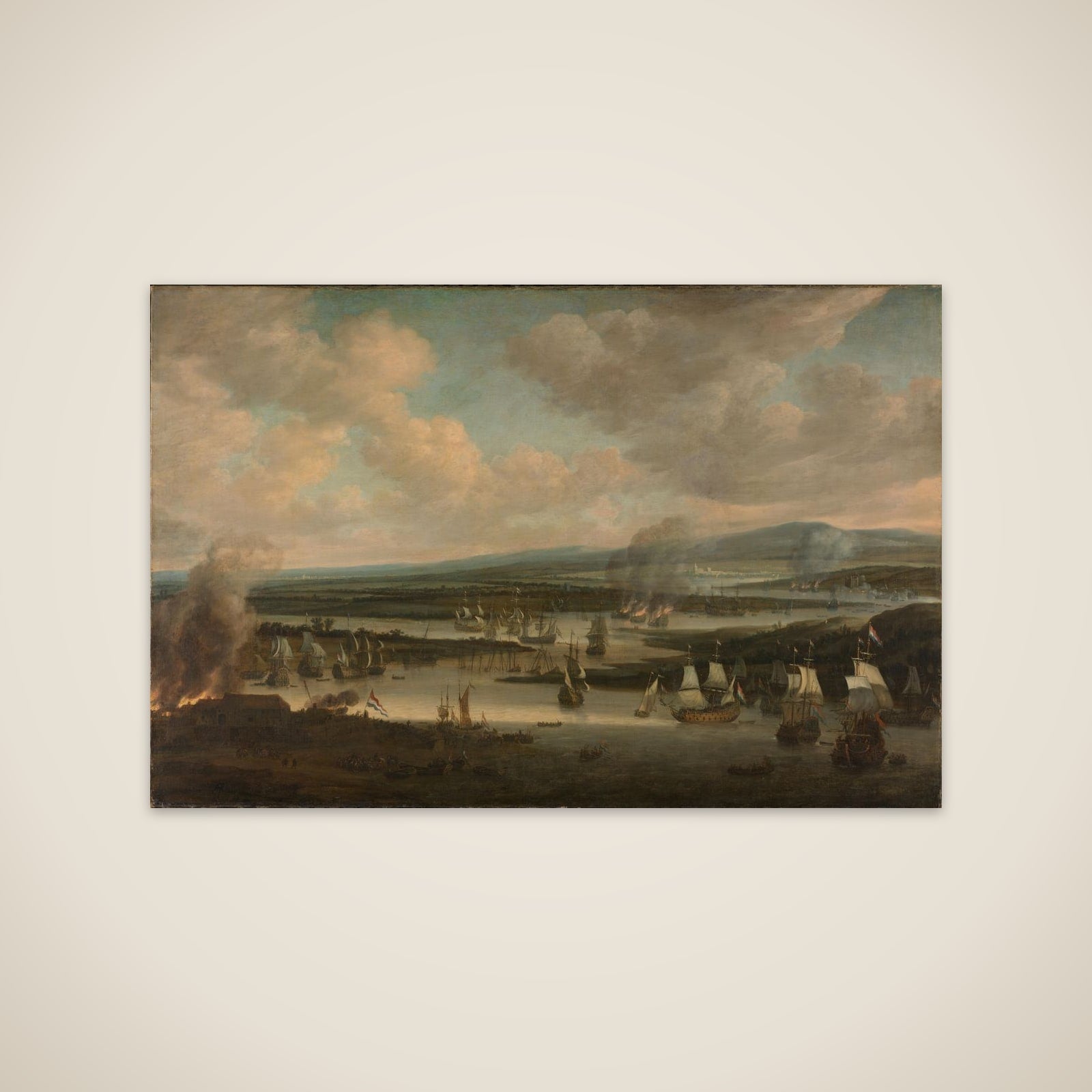 Burning of the English Fleet near Chatham (19-24 June 1667) unframed print