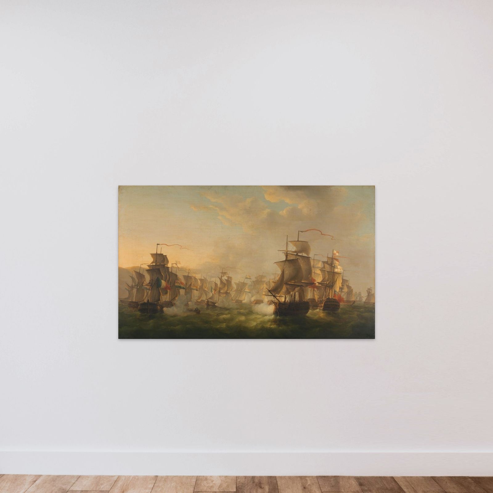 Clash of the Dutch and British Fleets during the Passage of the Dutch Flotilla to Boulogne (1804) unframed — shown to scale