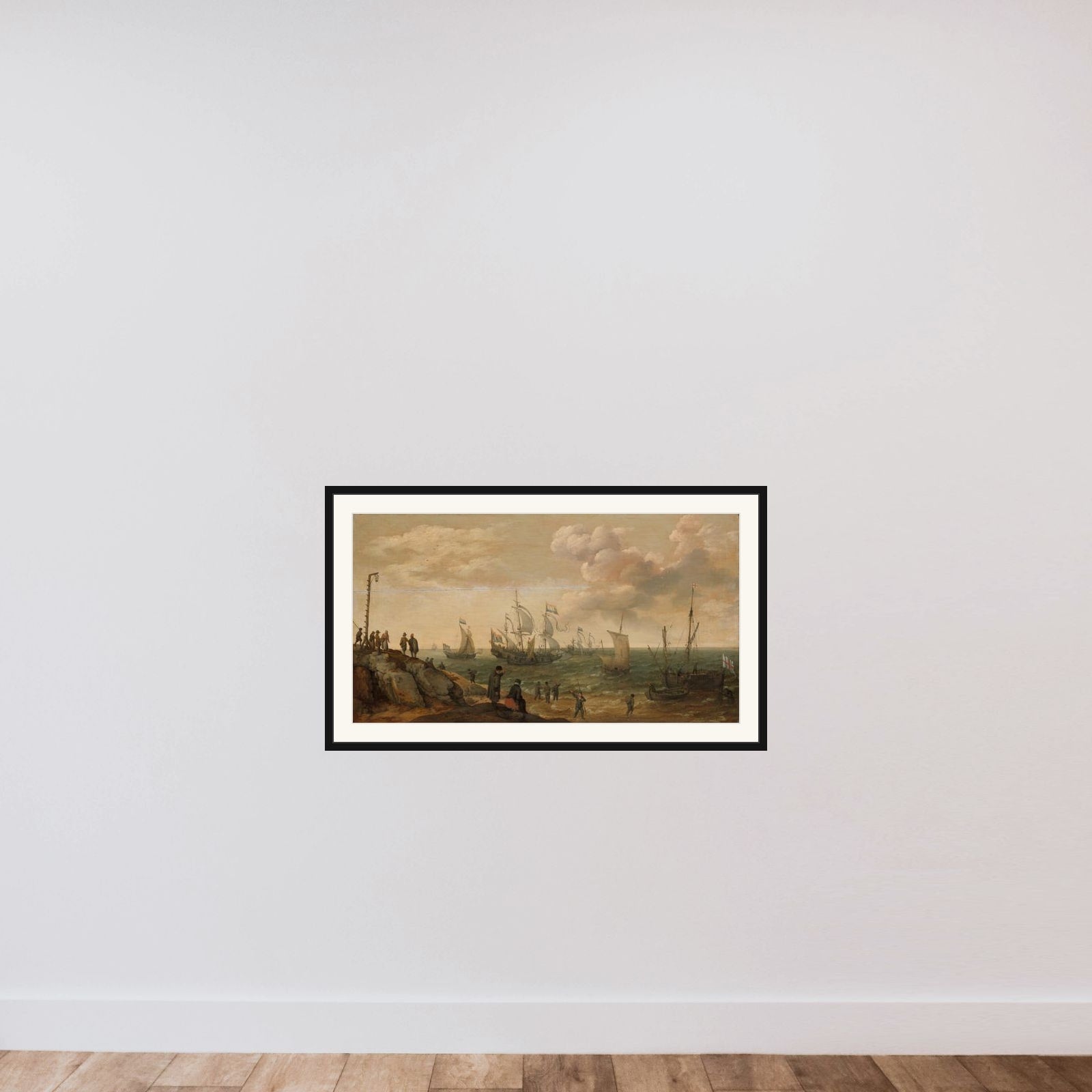 Ships off a Coast framed — shown to scale