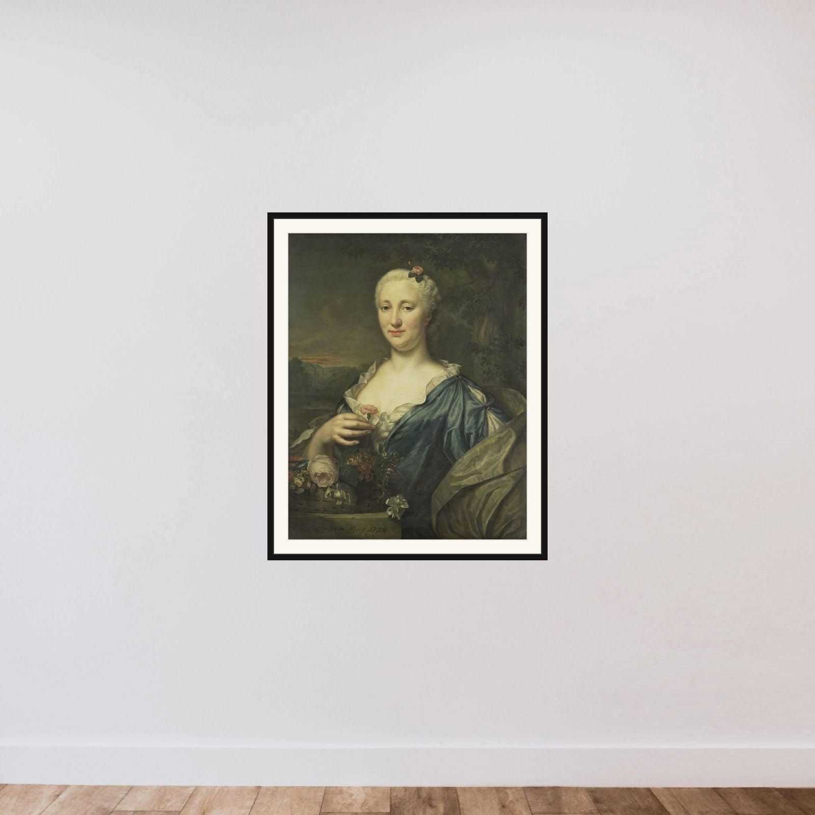 Portrait of Agnes Margaretha Albinus, Wife of Coenraad van Heemskerck framed — shown to scale