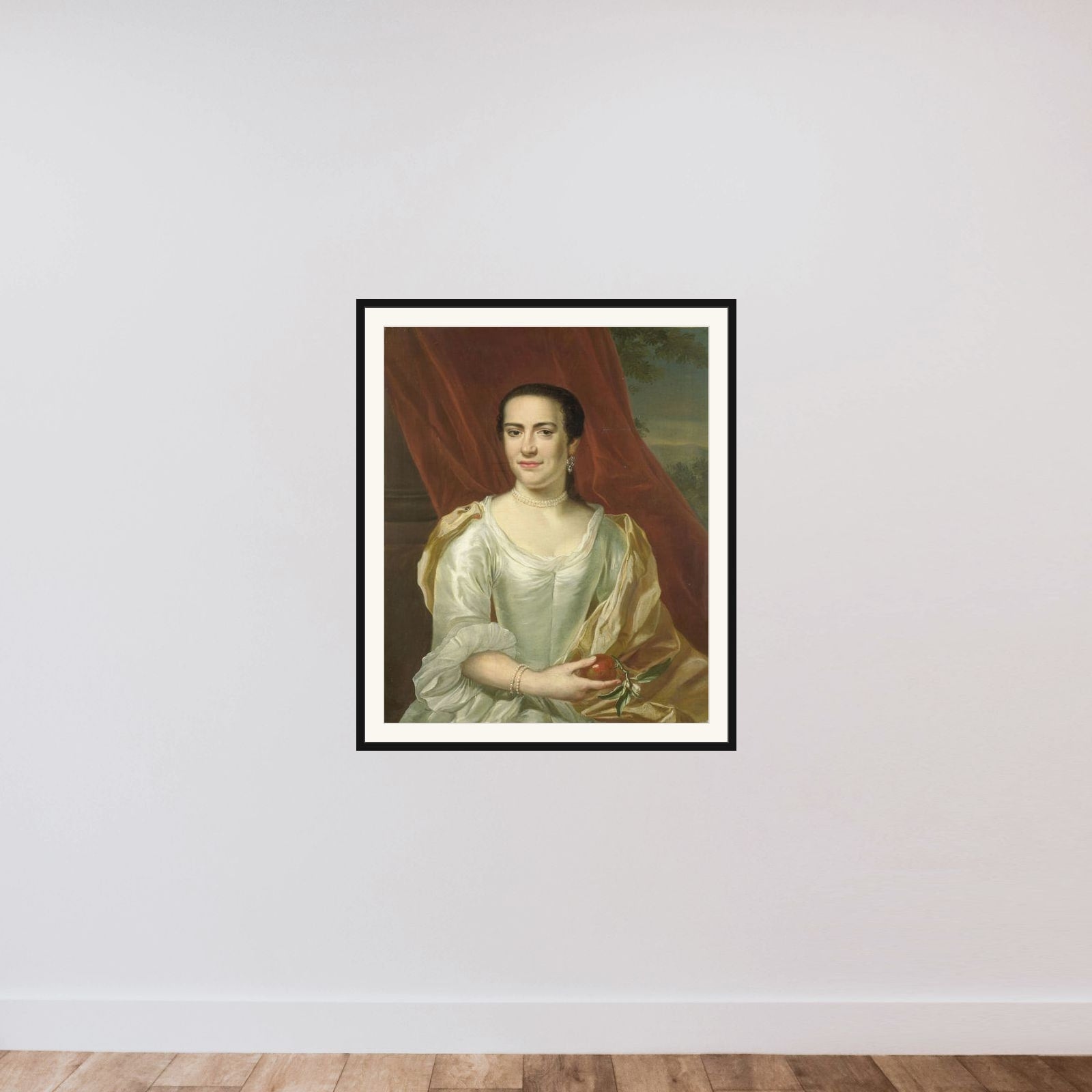 Margaretha Leuveling (1738-83), Wife of Justus Tjeenk framed — shown to scale