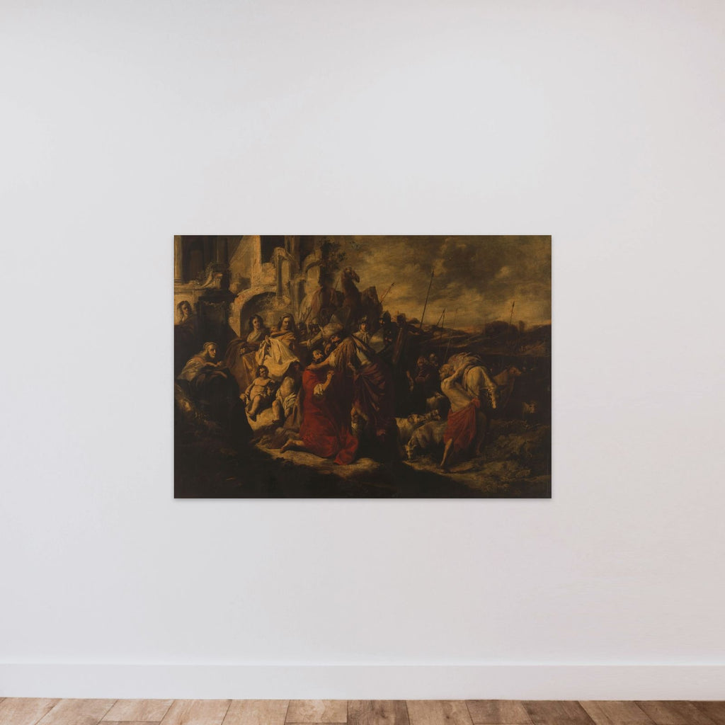 The Meeting of Jacob and Esau unframed — shown to scale