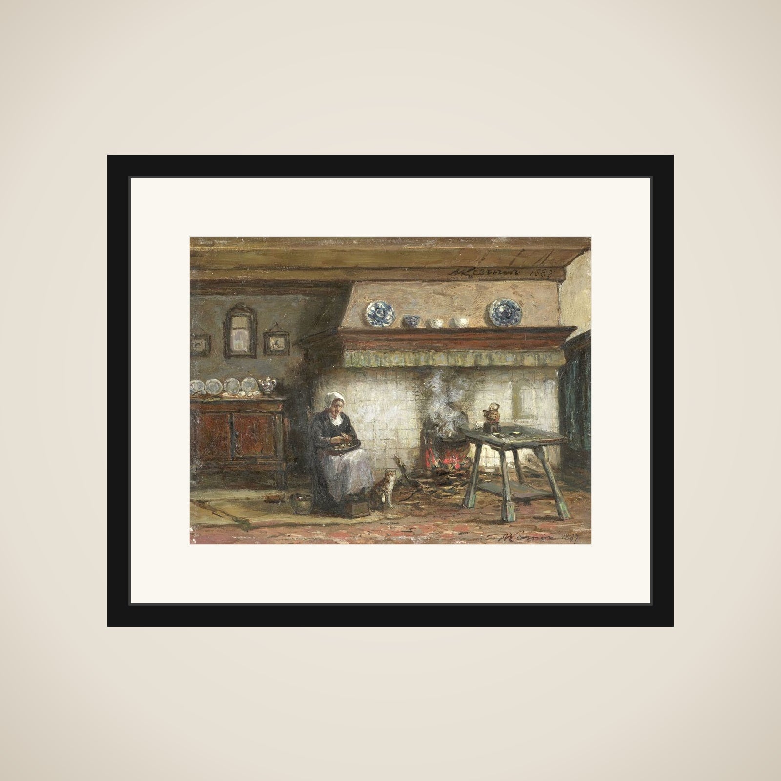 Interior of a Cottage in Scheveningen framed