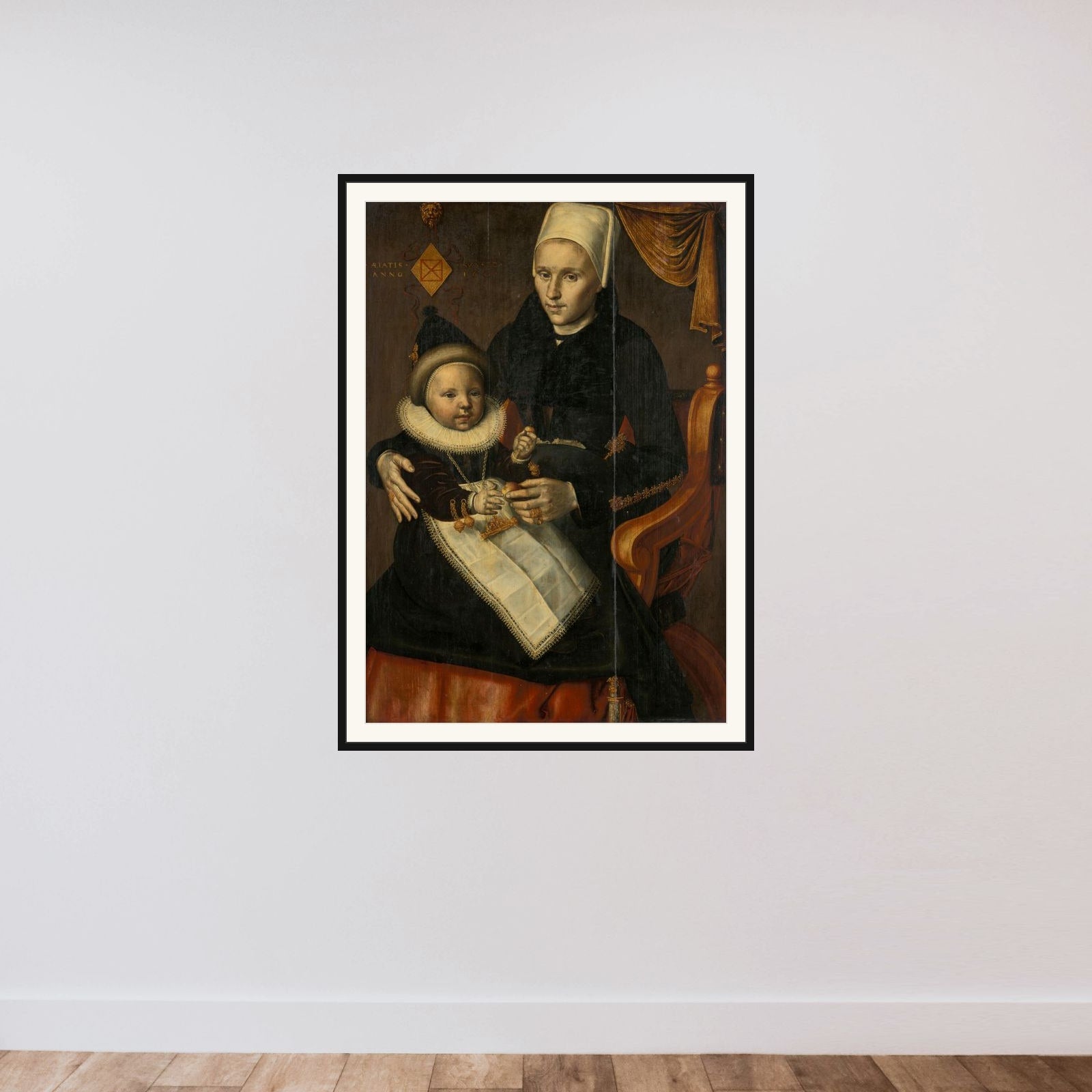 Mother and Child in Noord-Holland Costume framed — shown to scale