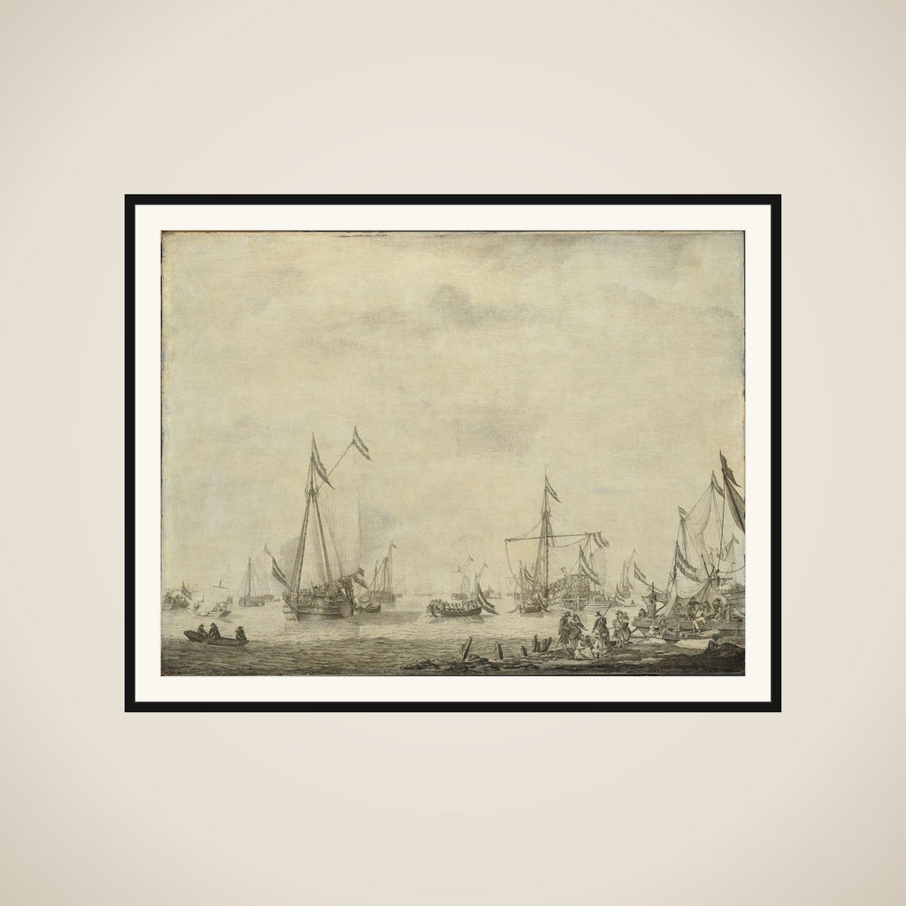 Royal Yacht and State Yacht Sail from Moerdijk with Charles II, King of England, on board, 1660 framed