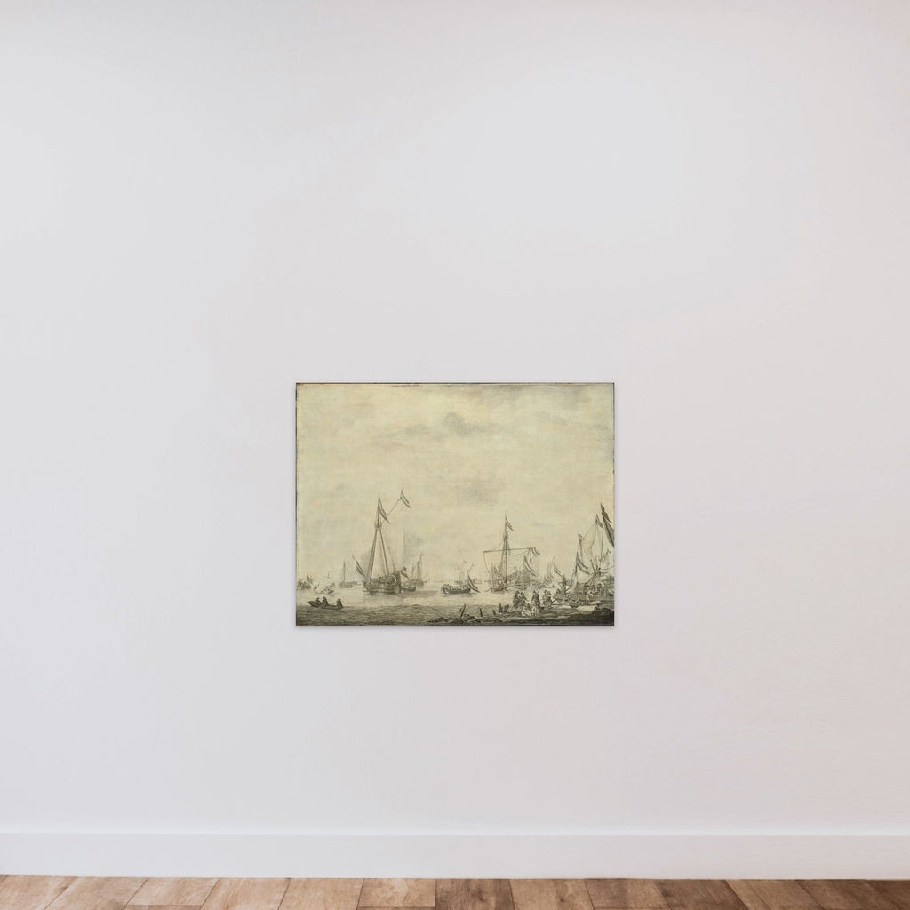 Royal Yacht and State Yacht Sail from Moerdijk with Charles II, King of England, on board, 1660 unframed — shown to scale
