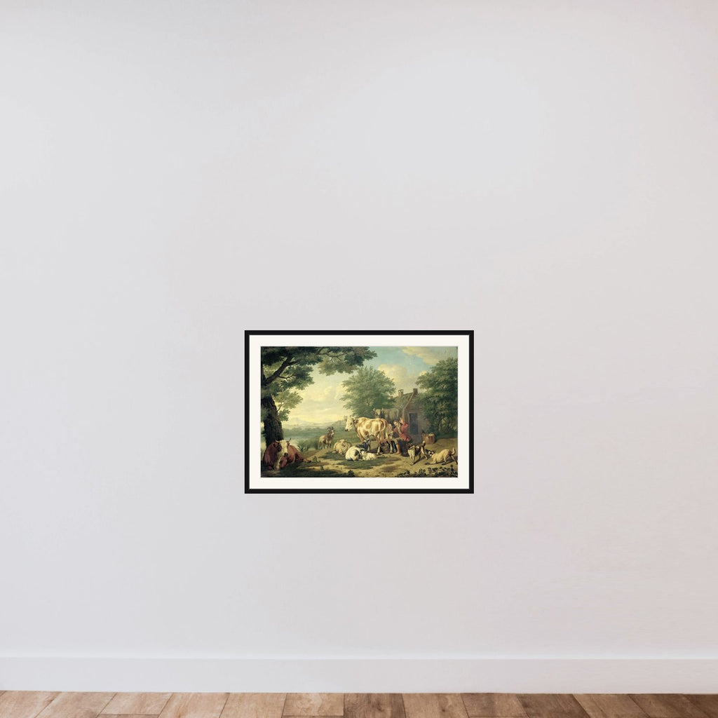 Milking Time framed — shown to scale