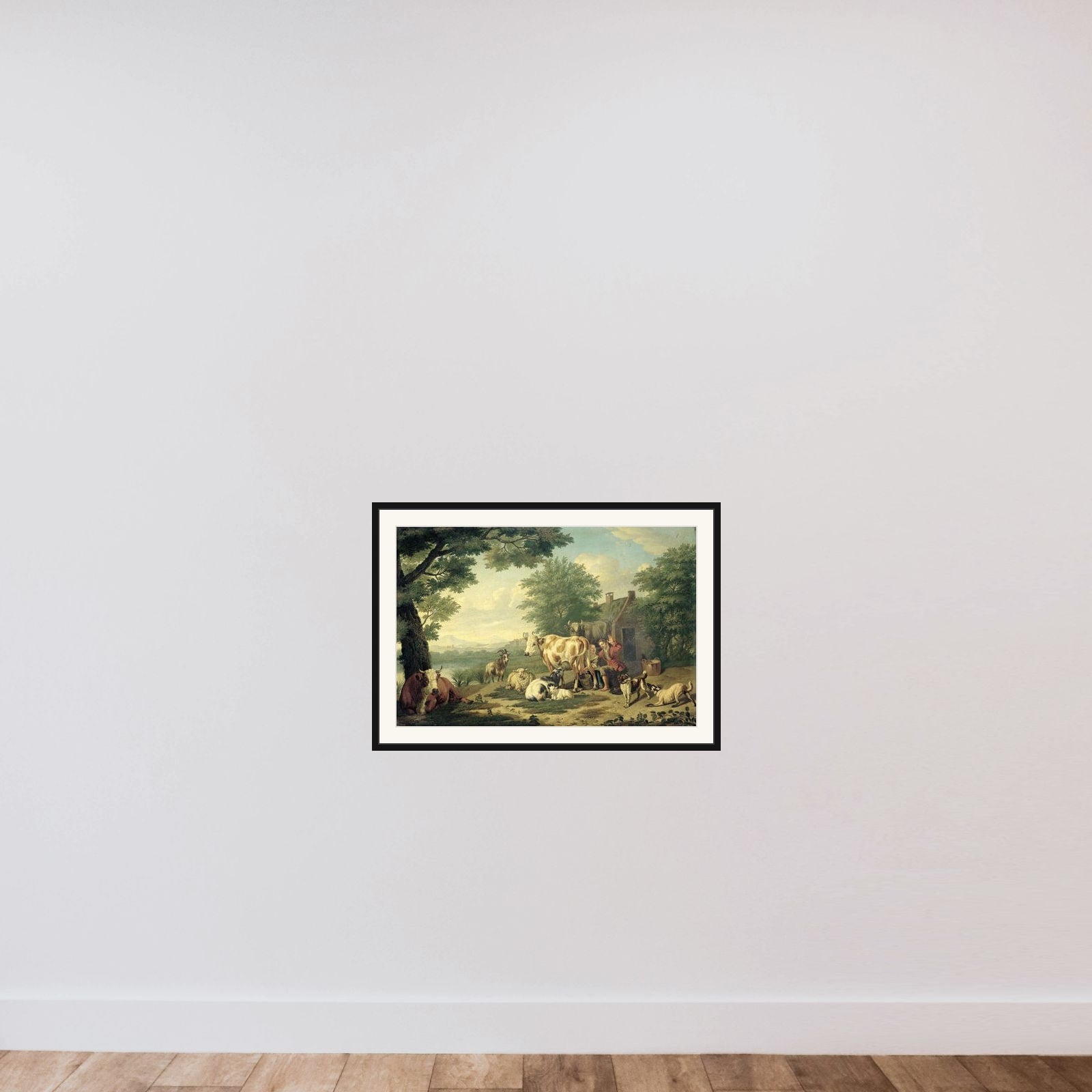 Milking Time framed — shown to scale