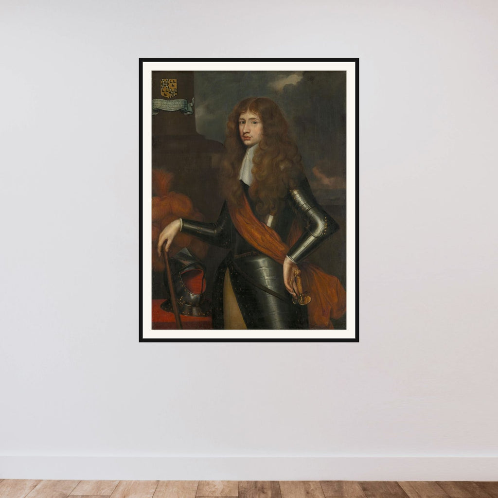 Portrait of Cornelis van Aerssen, Lord of Sommelsdijk, Governor of Suriname from 1683 framed — shown to scale