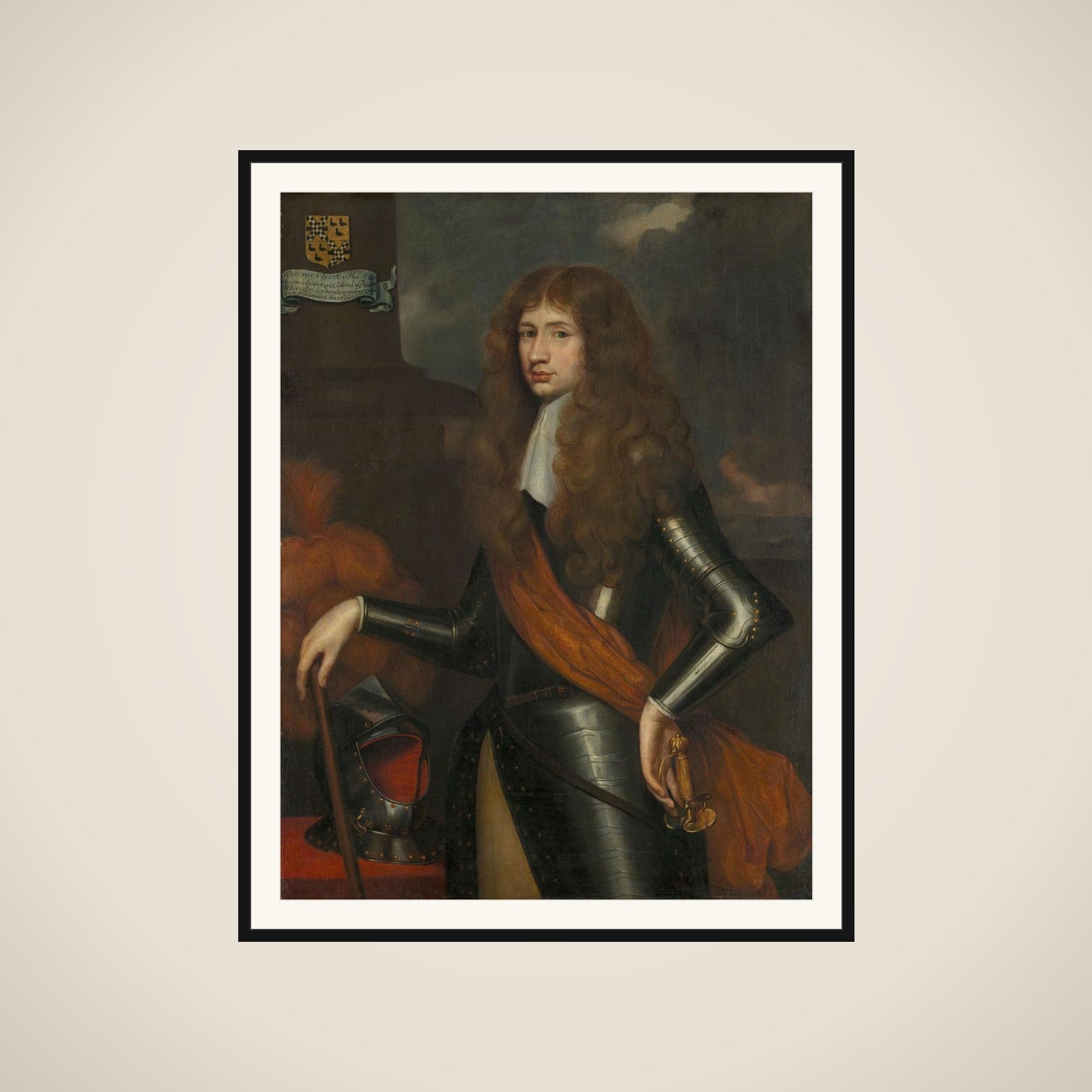 Portrait of Cornelis van Aerssen, Lord of Sommelsdijk, Governor of Suriname from 1683 framed