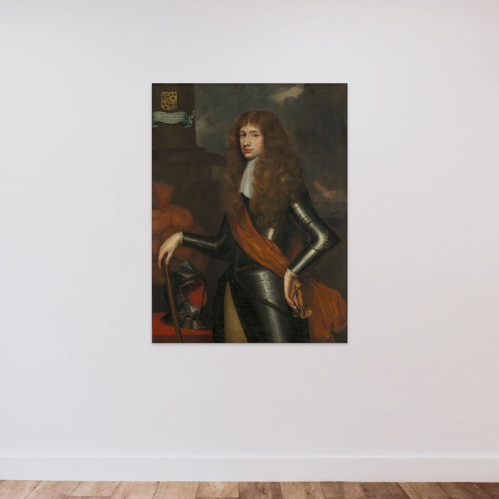 Portrait of Cornelis van Aerssen, Lord of Sommelsdijk, Governor of Suriname from 1683 unframed — shown to scale
