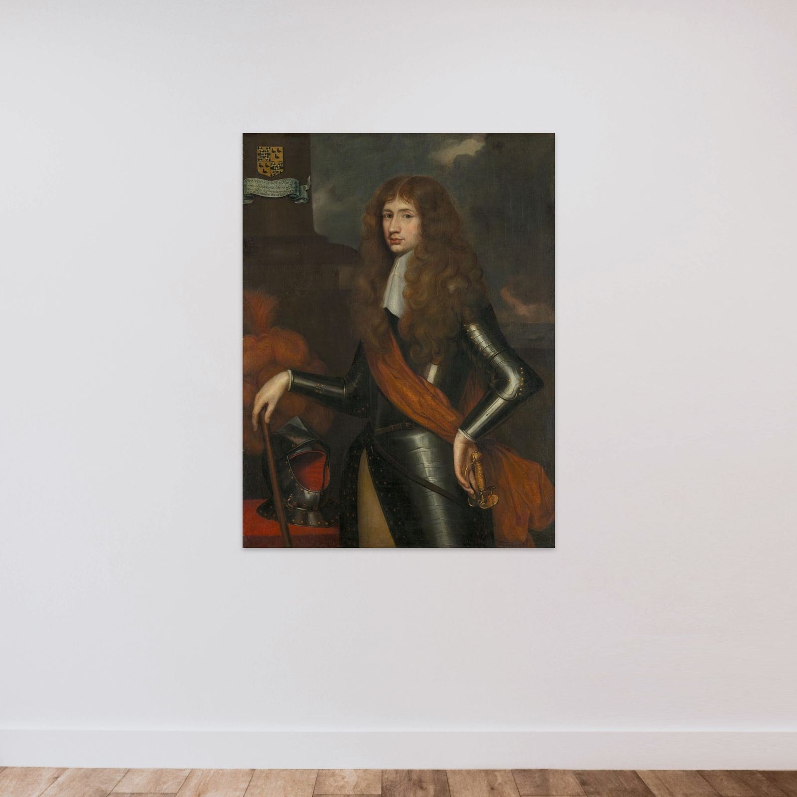 Portrait of Cornelis van Aerssen, Lord of Sommelsdijk, Governor of Suriname from 1683 unframed — shown to scale