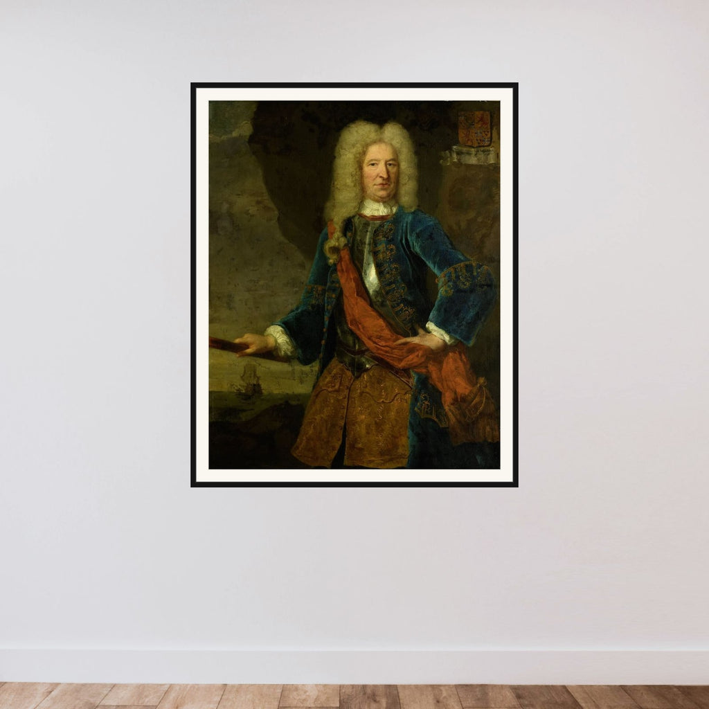 Portrait of François van Aerssen, Lord of Sommelsdijk, Vice-Admiral of Holland and West-Friesland framed — shown to scale