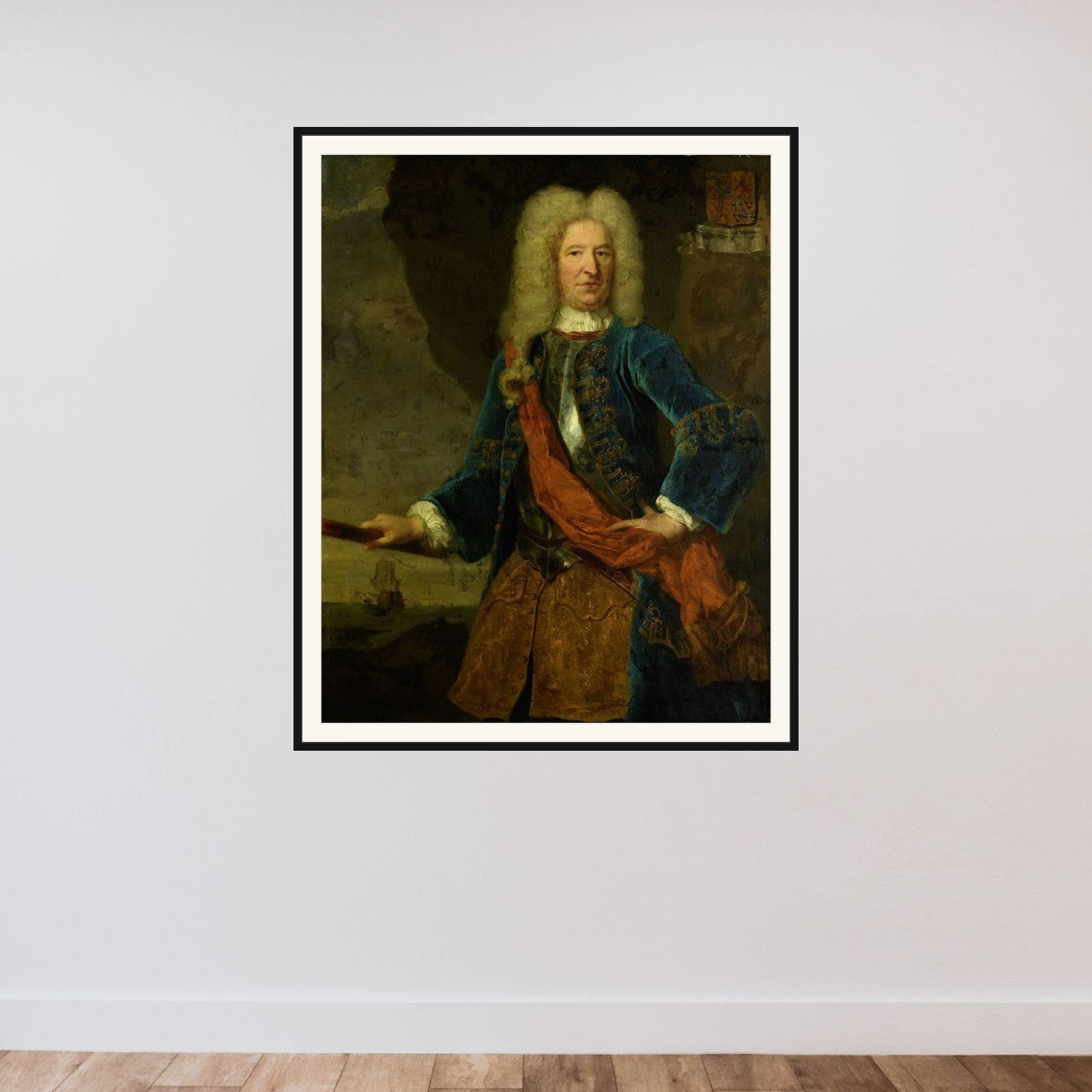 Portrait of François van Aerssen, Lord of Sommelsdijk, Vice-Admiral of Holland and West-Friesland framed — shown to scale