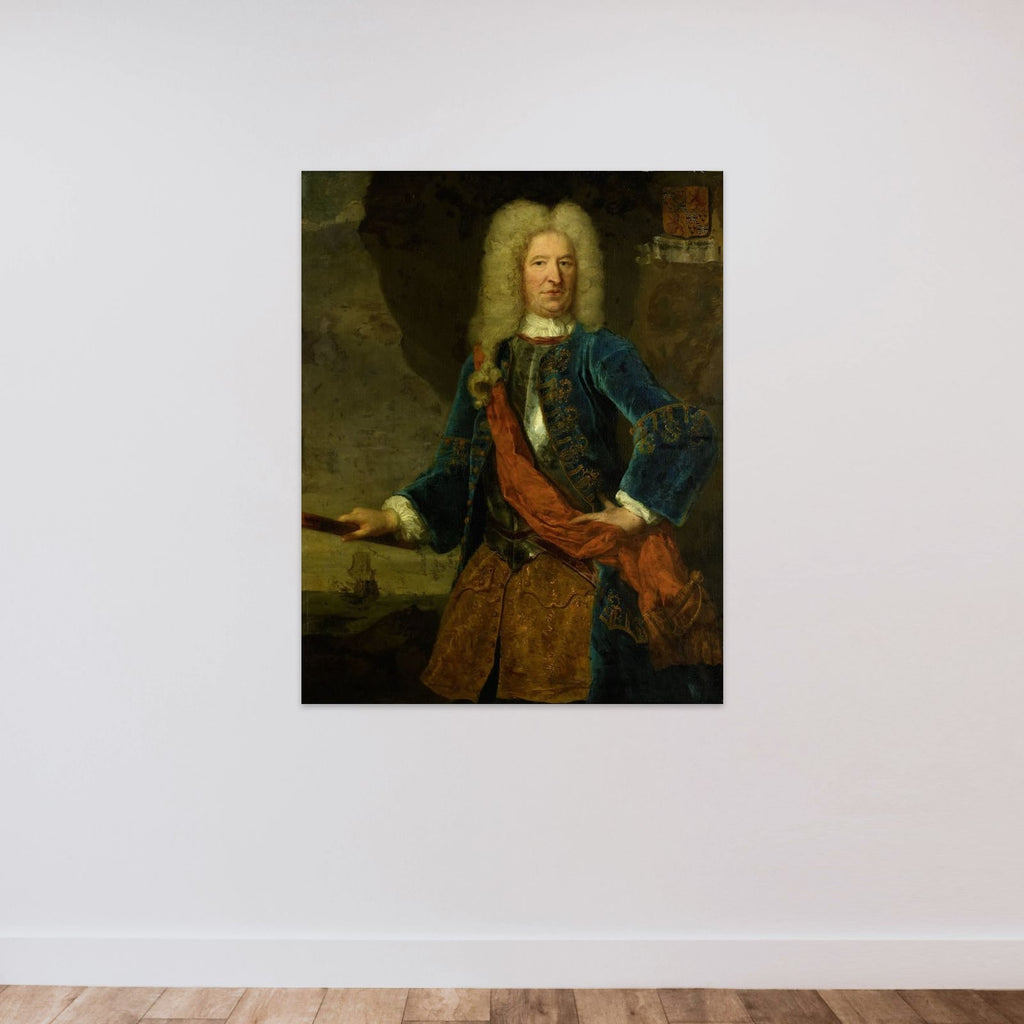 Portrait of François van Aerssen, Lord of Sommelsdijk, Vice-Admiral of Holland and West-Friesland unframed — shown to scale