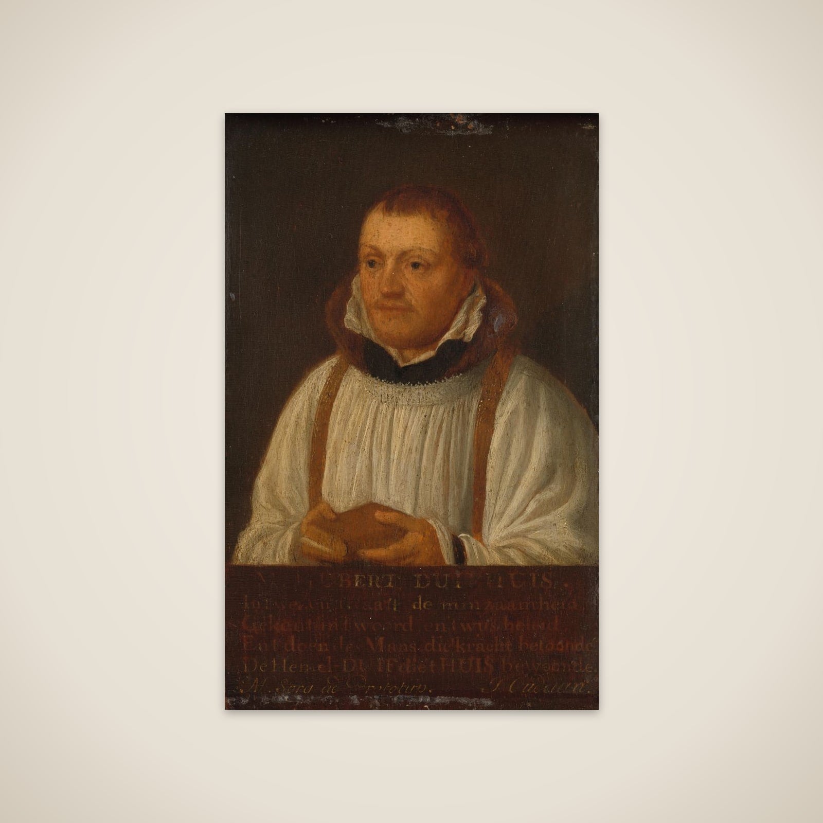 Portrait of Huybert Duyfhuys (c. 1515-81), Pastor of the Church of St James, Utrecht unframed print