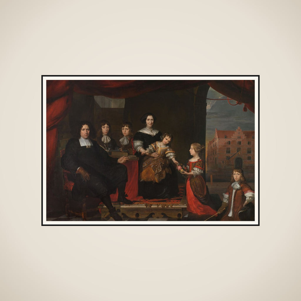 Reyer Reyersz van der Burch (1630-1695), Ammunition Officer attached to the Arsenal of the States-General, Delft, with his Wife Geertruid Graswinckel and their Children Frank, Cornelis, Reyer, Maria and Alida framed