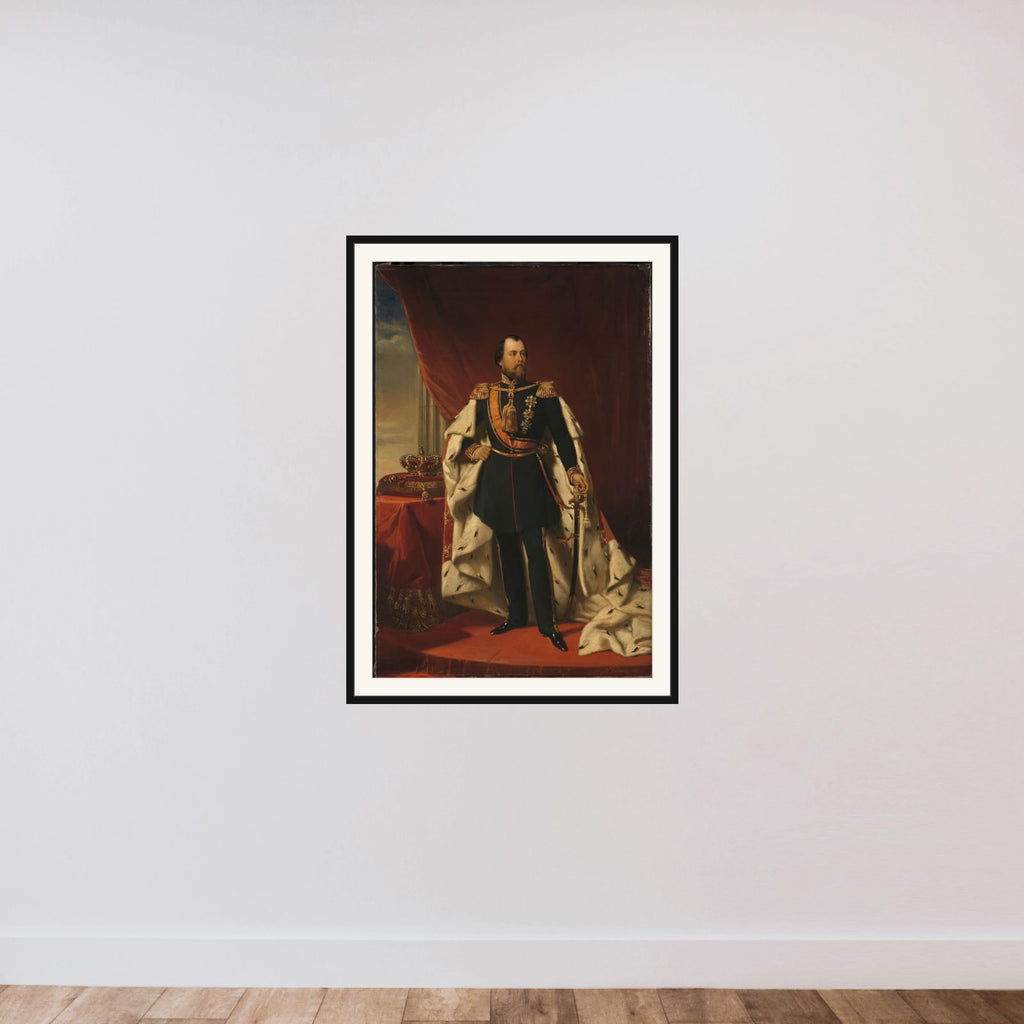 Portrait of William III, King of the Netherlands framed — shown to scale