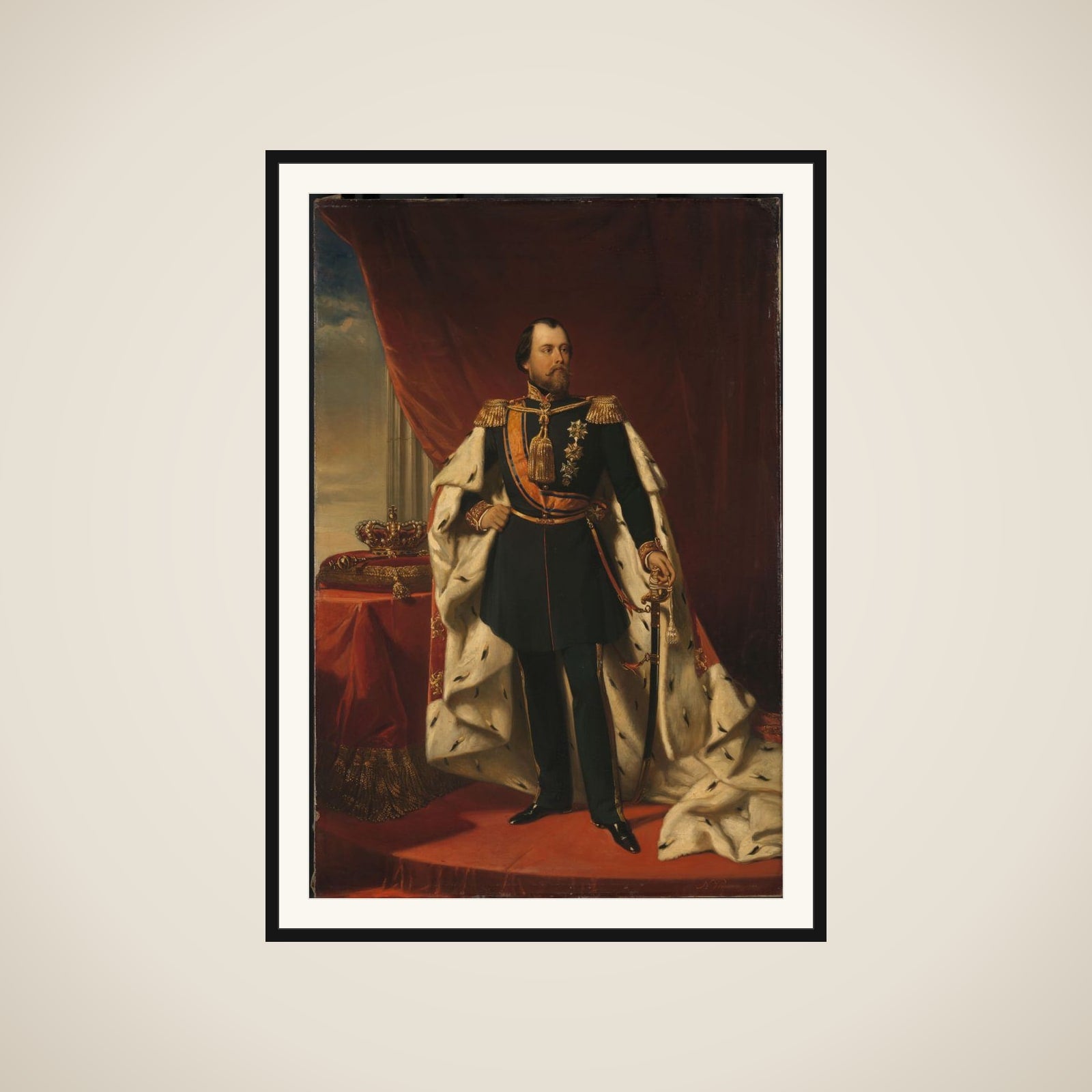 Portrait of William III, King of the Netherlands framed