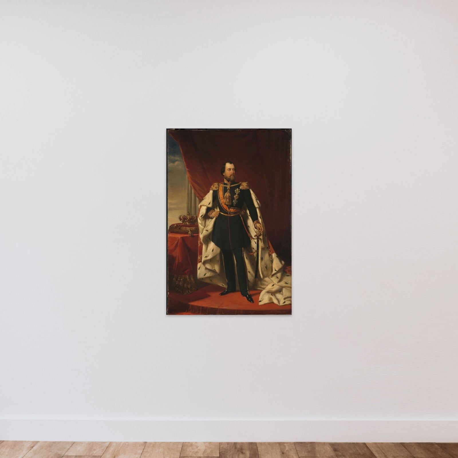 Portrait of William III, King of the Netherlands unframed — shown to scale
