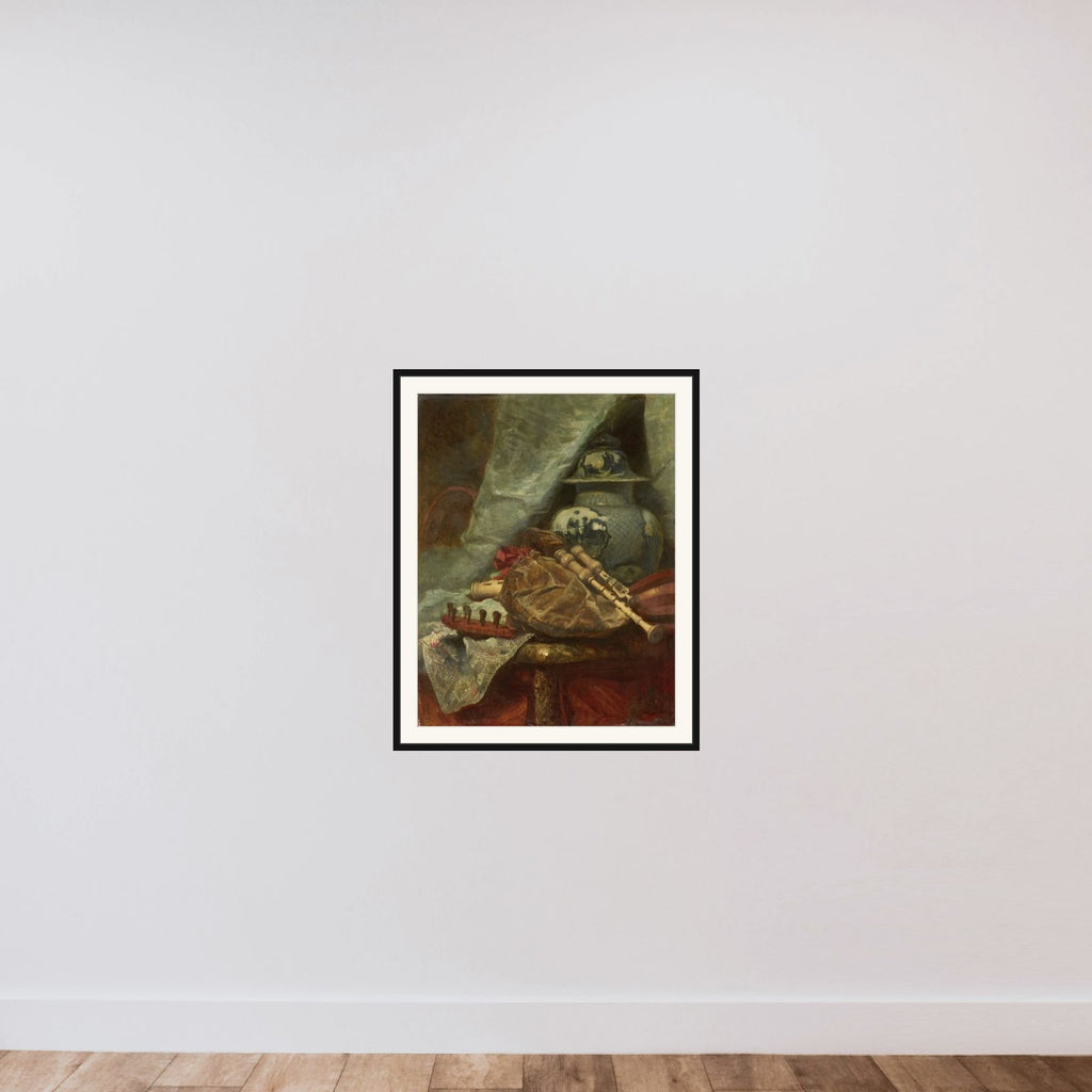 Still Life with Bagpipes framed — shown to scale