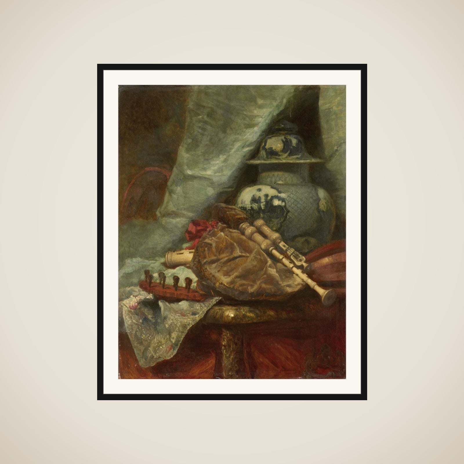 Still Life with Bagpipes framed