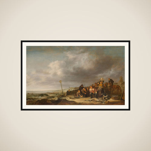 Beach with Fishermen framed