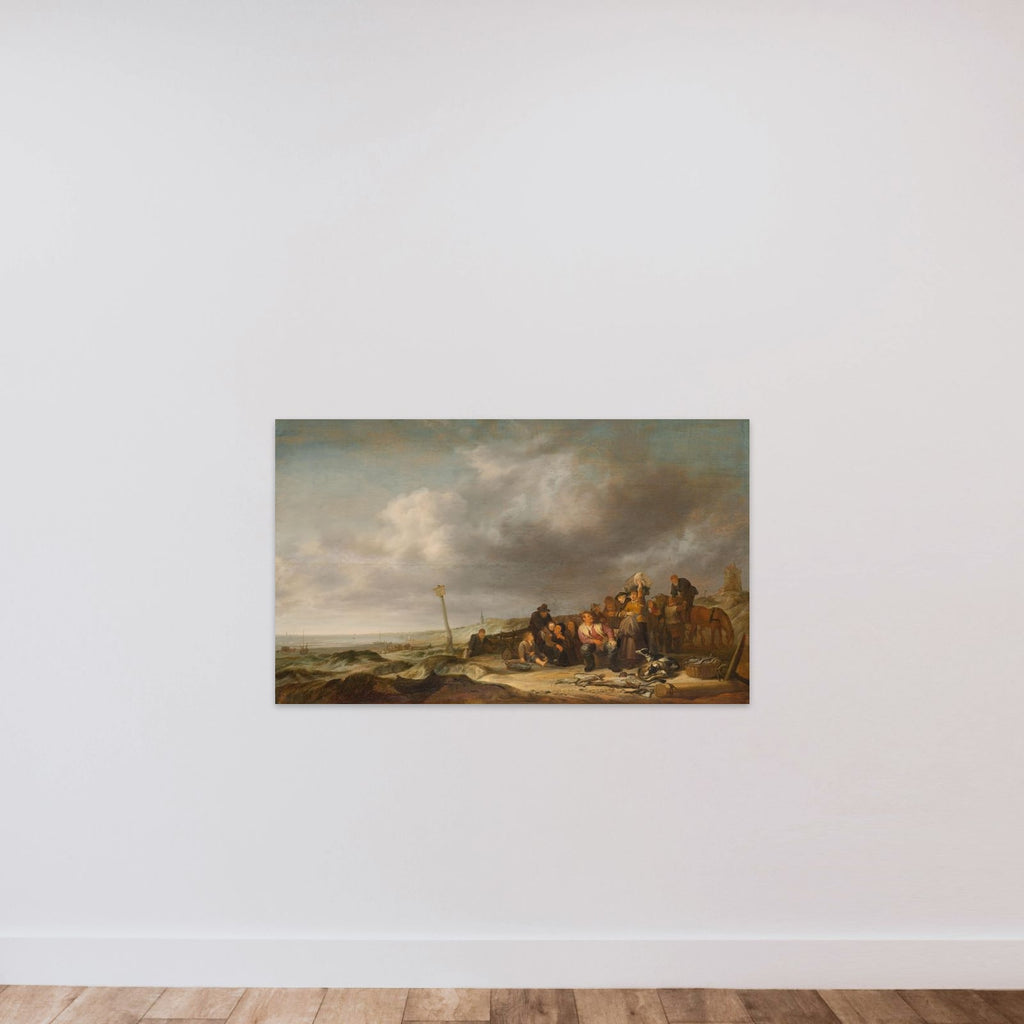 Beach with Fishermen unframed — shown to scale